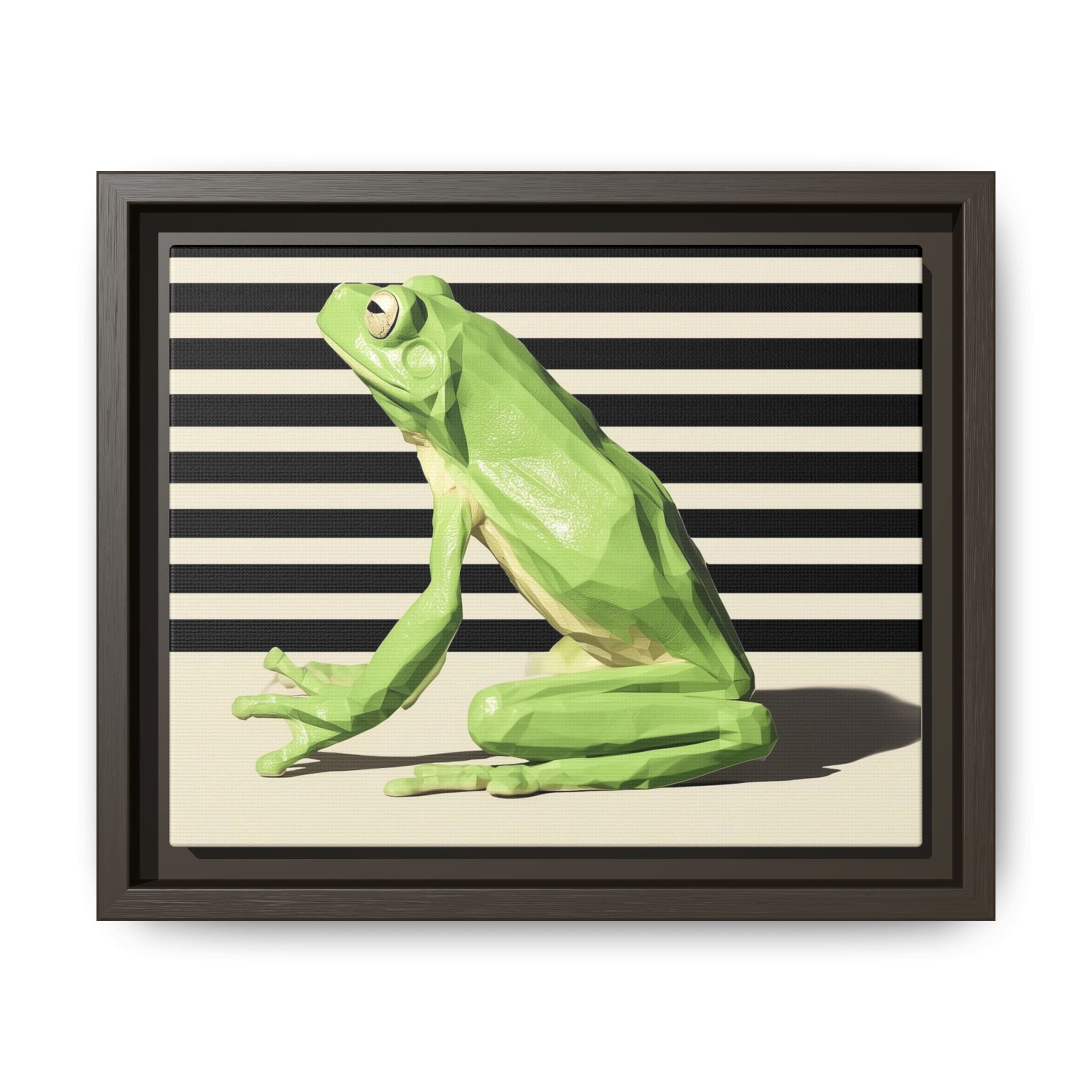 Geometric Frog Framed Print : Low-Poly Amphibian Design, Contemporary Minimalist Art   |  Personalized & Custom Orders Available
