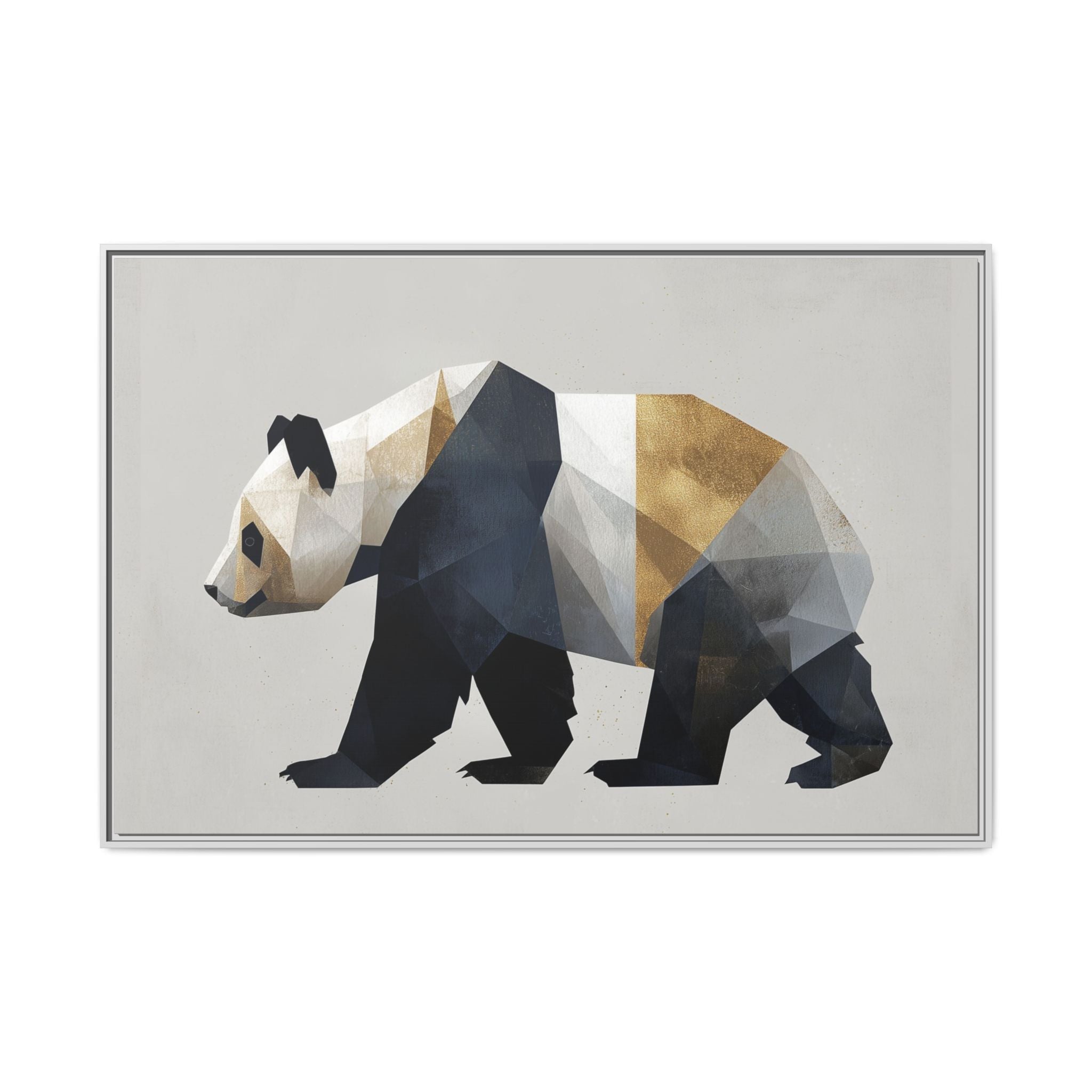 Geometric Panda: Low-Poly Digital Art, Metallic Contemporary Design   |  Personalized & Custom Orders Available