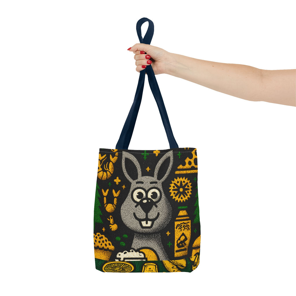 Fun Kangaroo-Themed Tote Bag, Cute Bunny and Kangaroo Design, Eco-Friendly Reusable Bag for Picnics, Gifts, Spring Decor, Beach