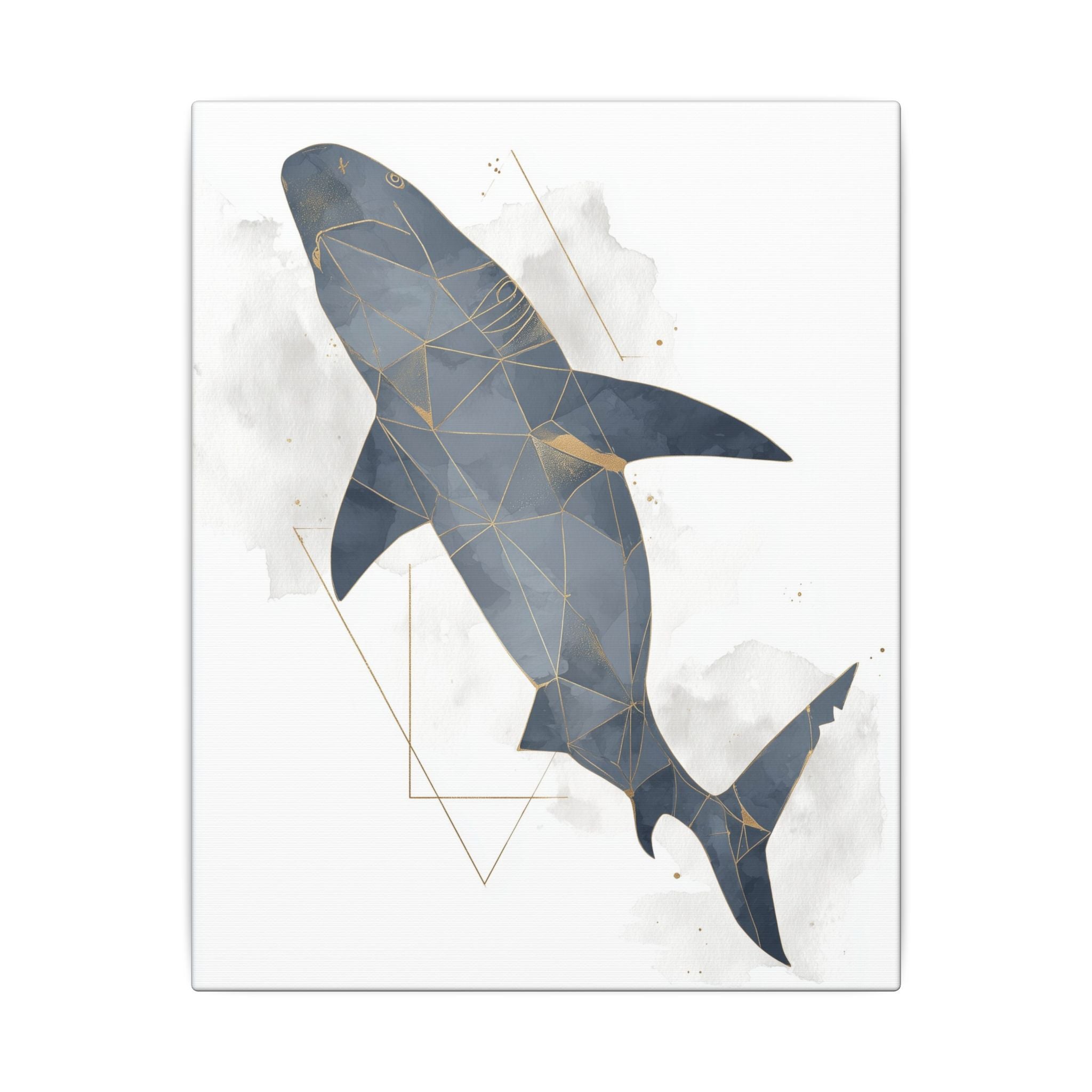 Apex Predator: Geometric Marine Portrait, Triangular Mosaic Design, Blue-Gray Shark Art   |  Personalized & Custom Orders Available