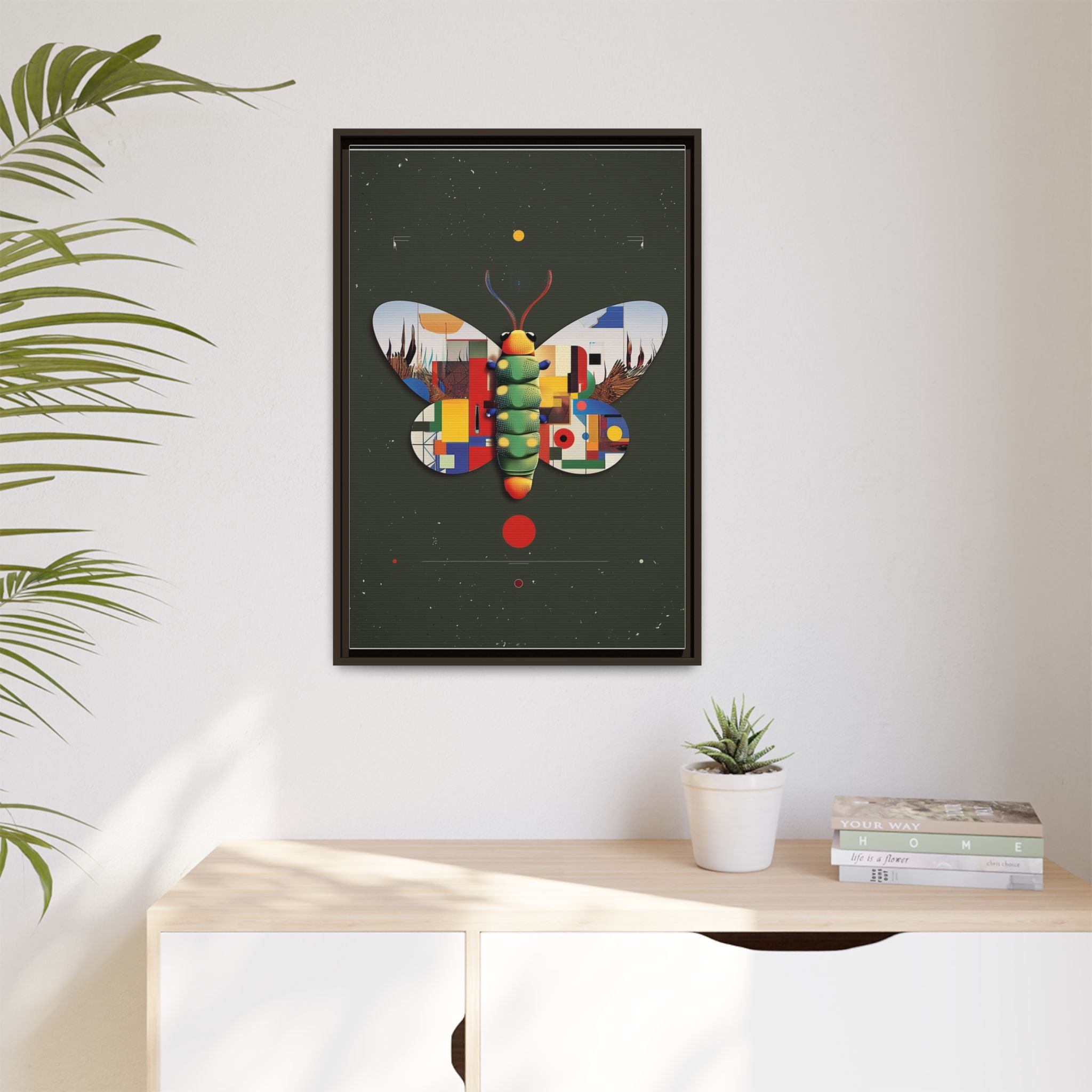 Geometric Butterfly Framed Print : Digital Cubist Interpretation, Modernist Entomological Design   |  Personalized & Custom Orders Available