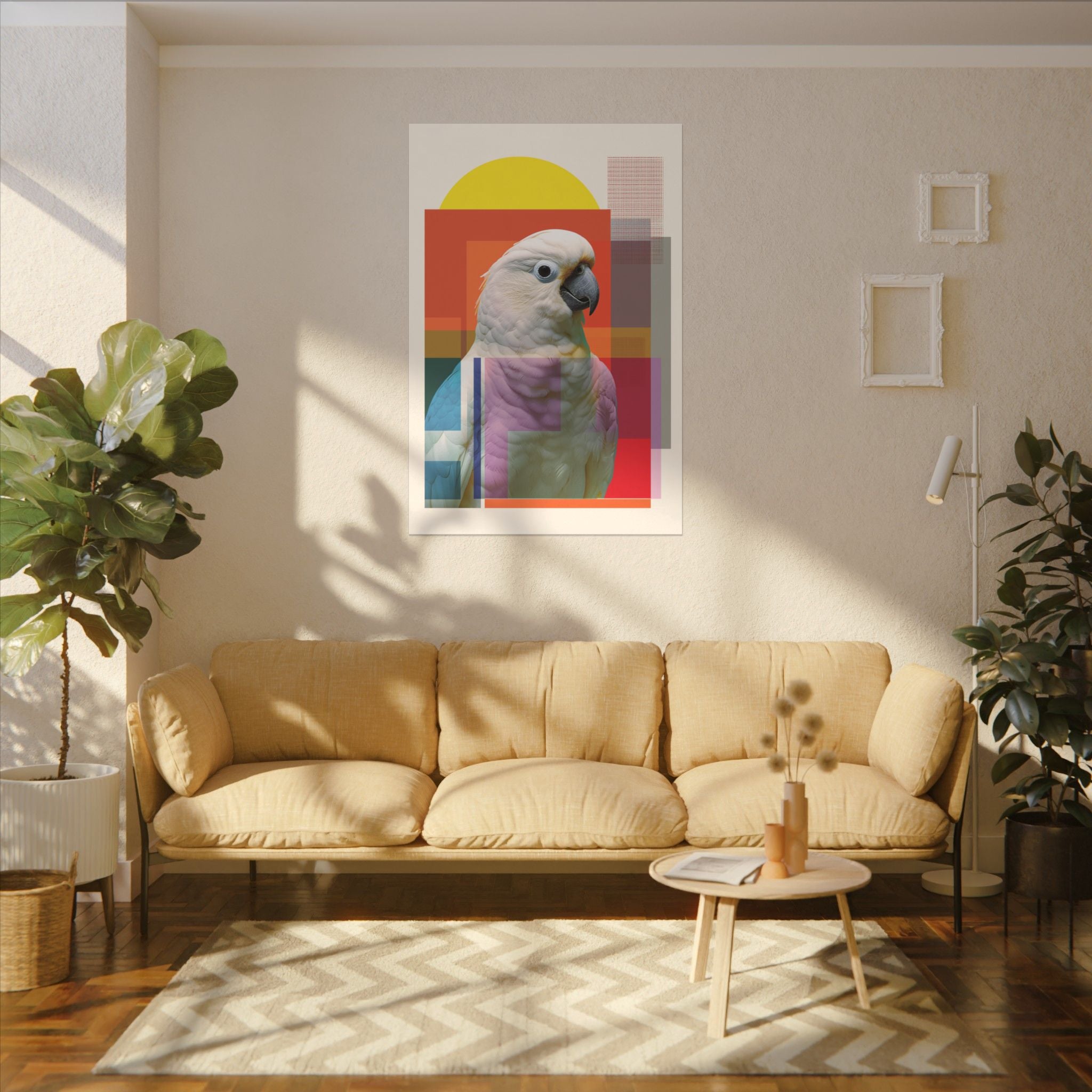 Geometric Cockatoo: Bold Abstract Wildlife Art, Contemporary Avian Print   |    Custom Orders Available