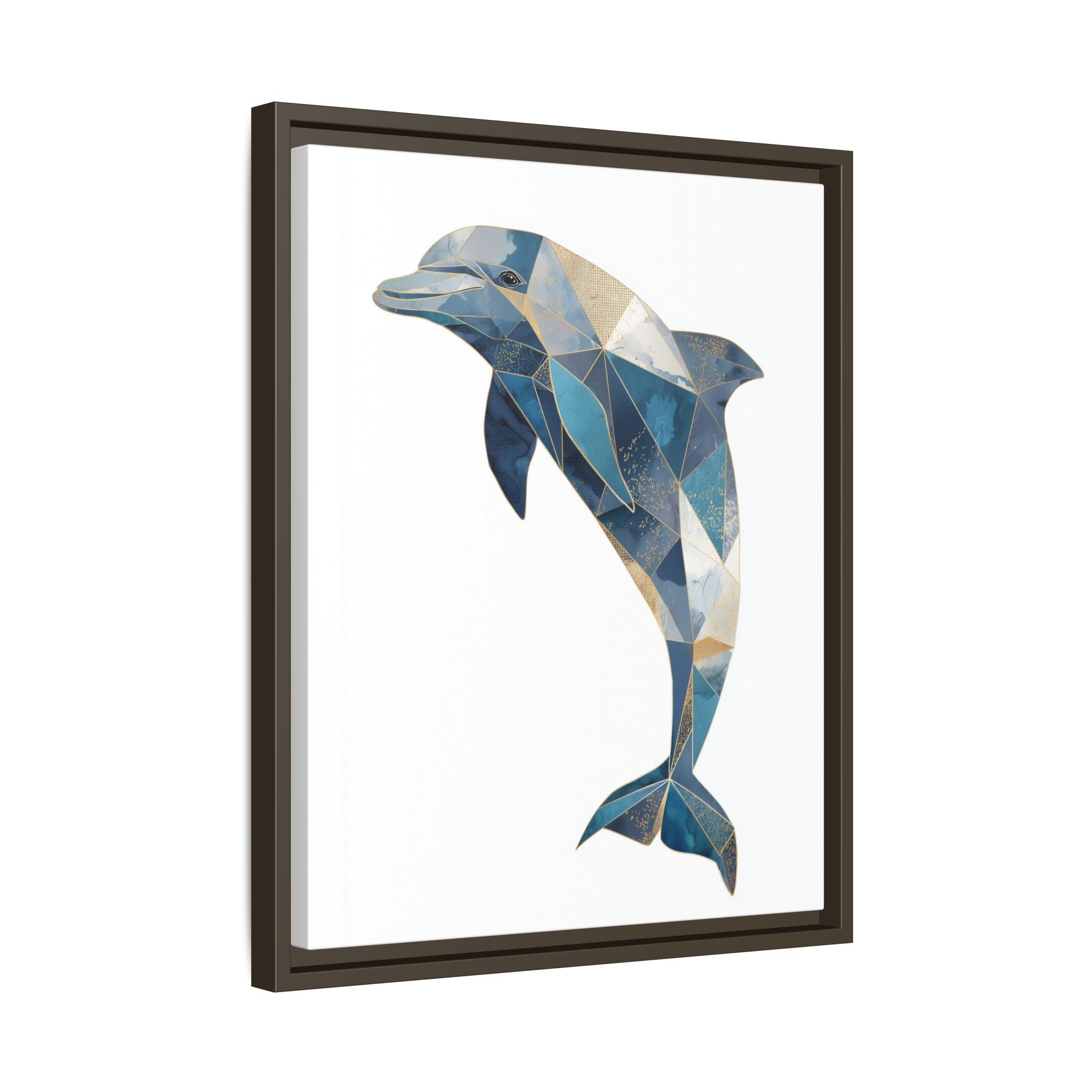 Geometric Dolphin Mosaic Framed Print , Contemporary Marine Art   |  Personalized & Custom Orders Available