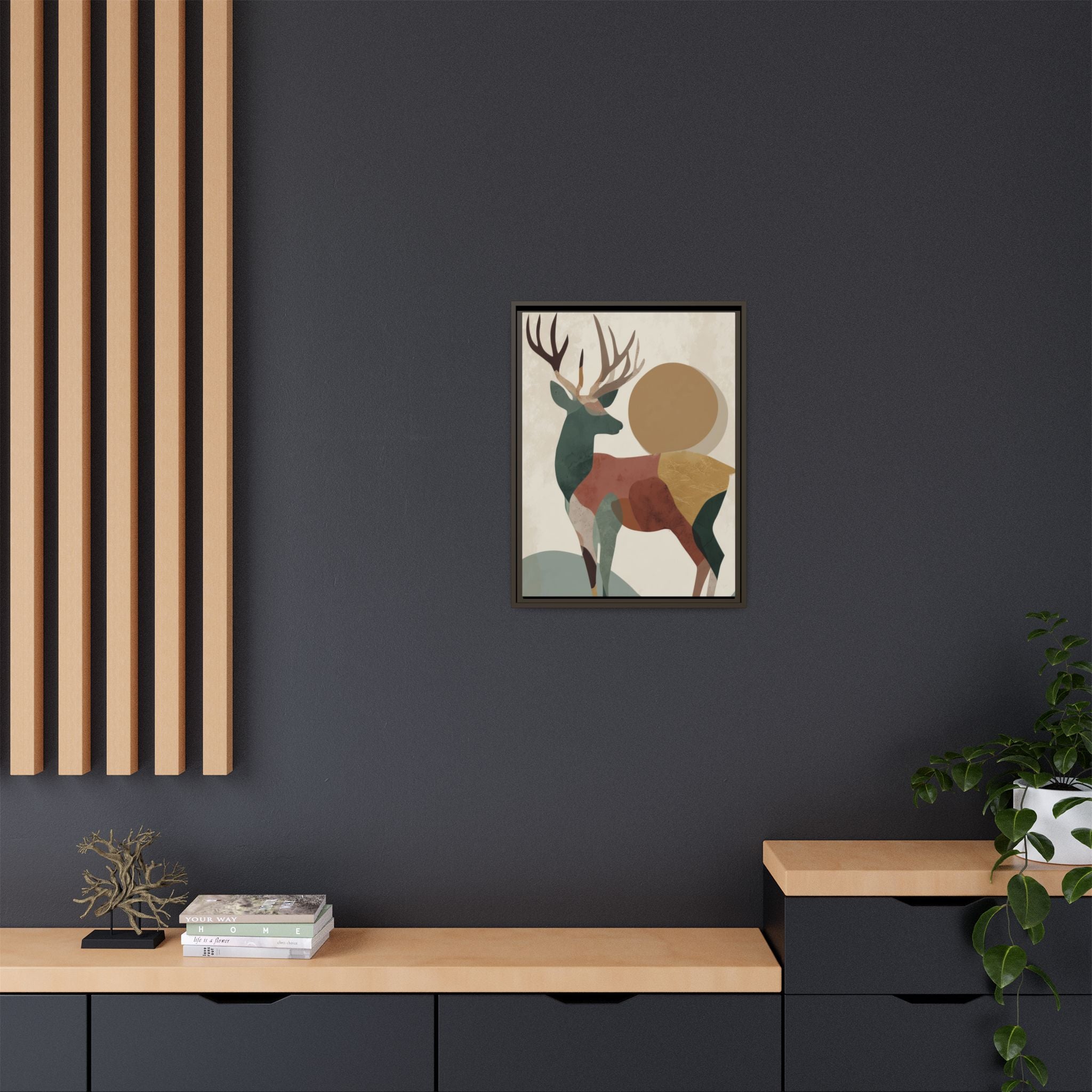 Geometric Deer Mosaic Framed Print : Modern Abstract Wildlife Art, Minimalist Nature Print   |  Personalized & Custom Orders Available