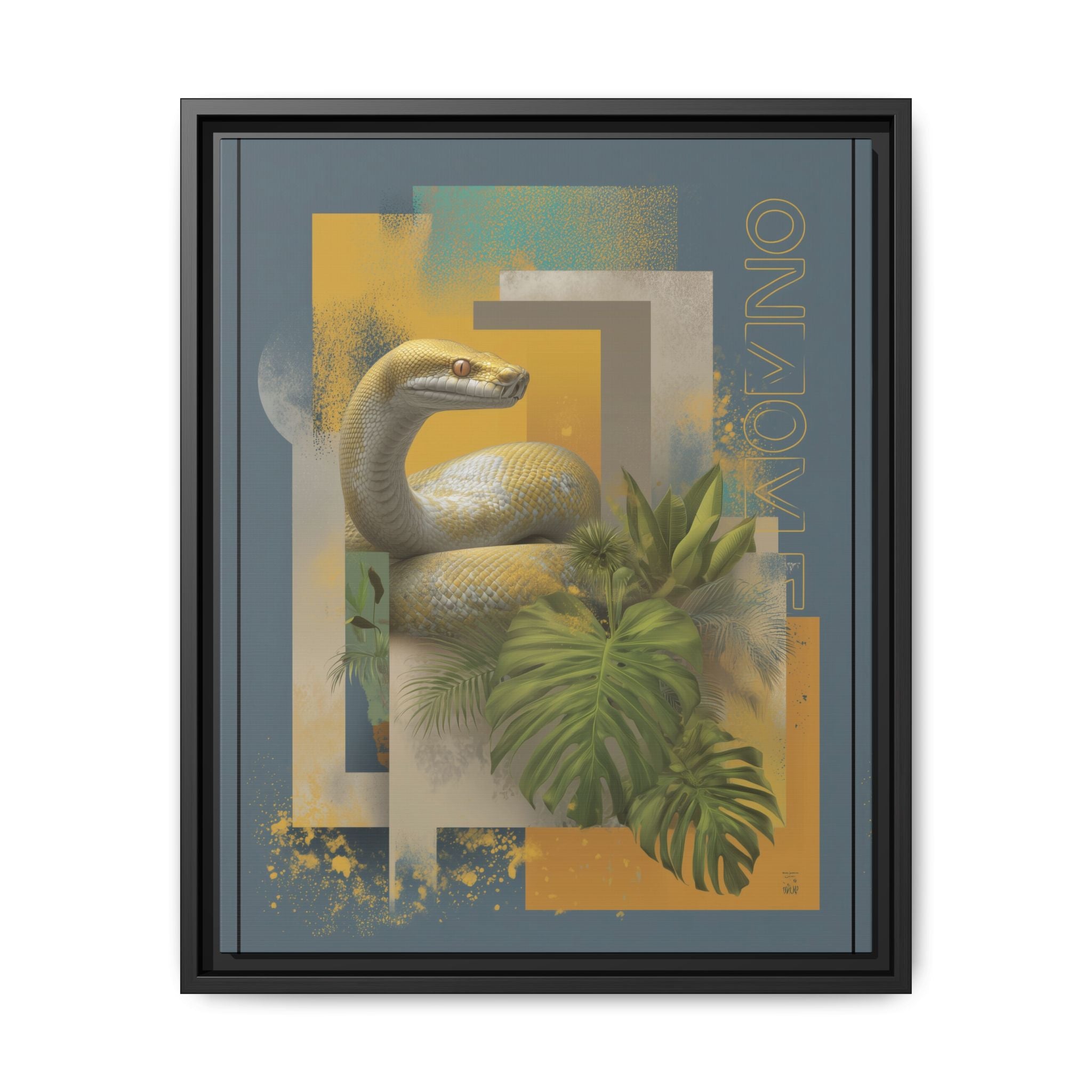 Serpent in Geometry: Tropical Albino Snake Portrait, Modern Botanical Illustration   |    Custom Orders Available