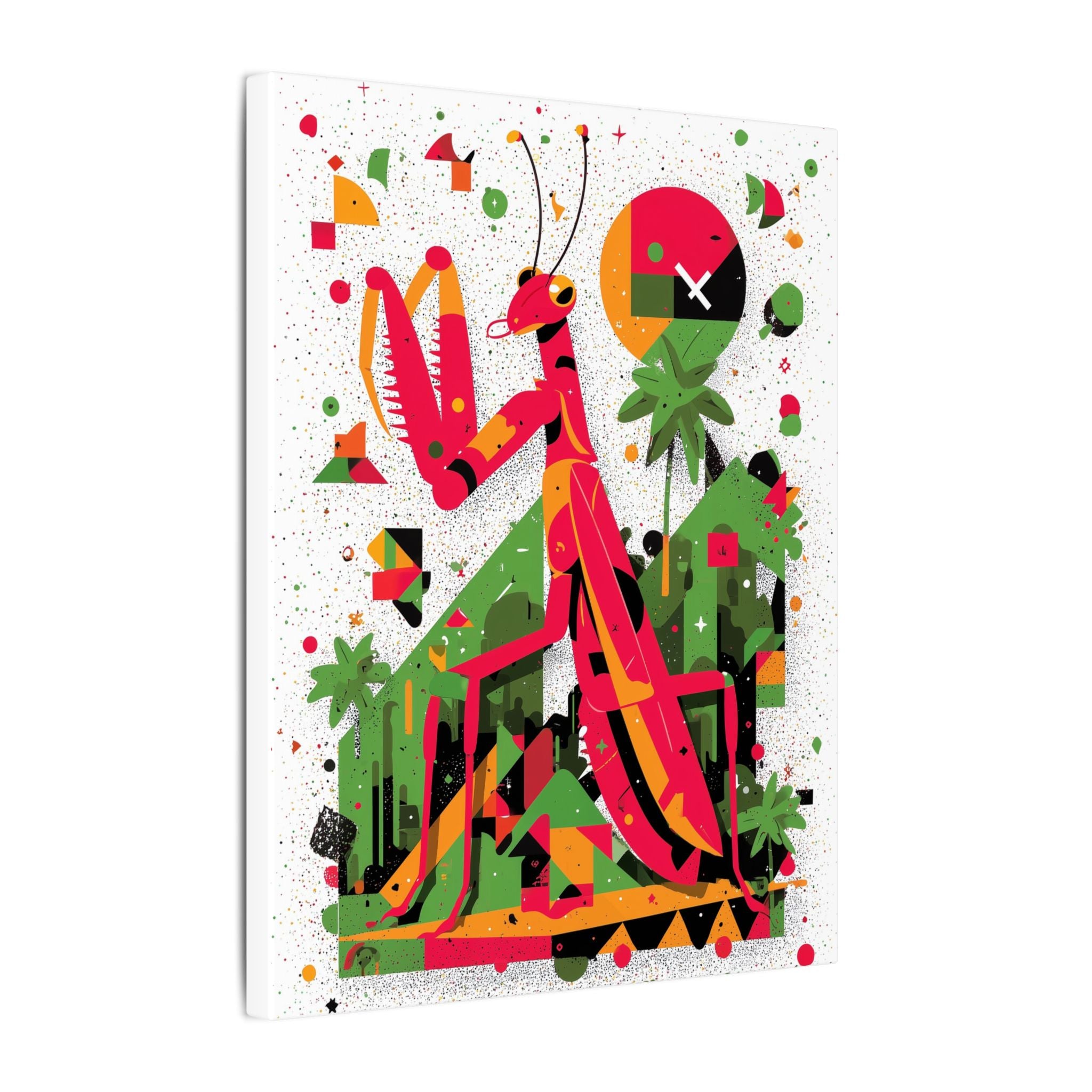 Geometric Praying Mantis: Cubist Insect Landscape, Digital Abstract Composition   |    Custom Orders Available