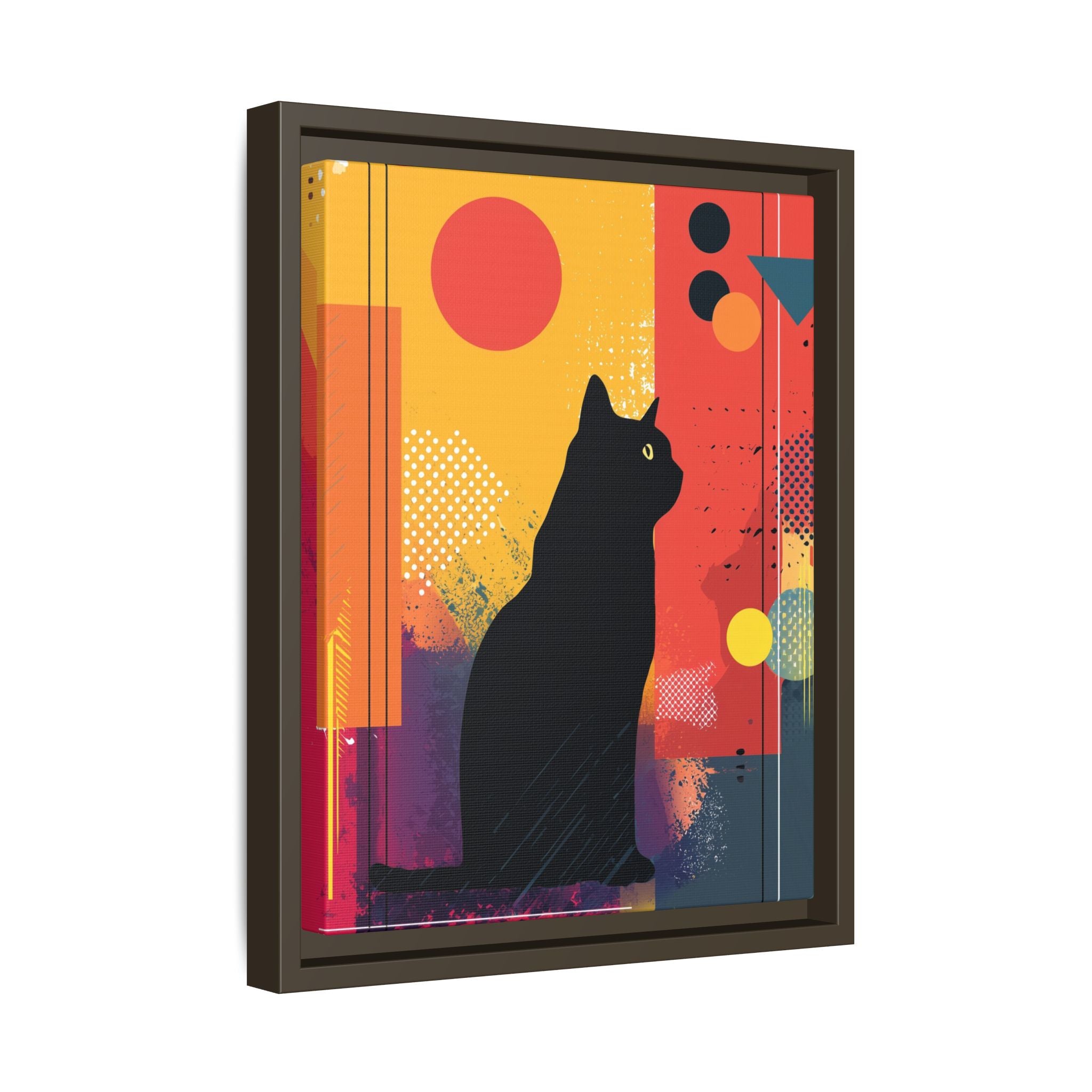 Feline Geometry Framed Print: Abstract Cat Silhouette, Retro Digital Design   |  Personalized & Custom Orders Available