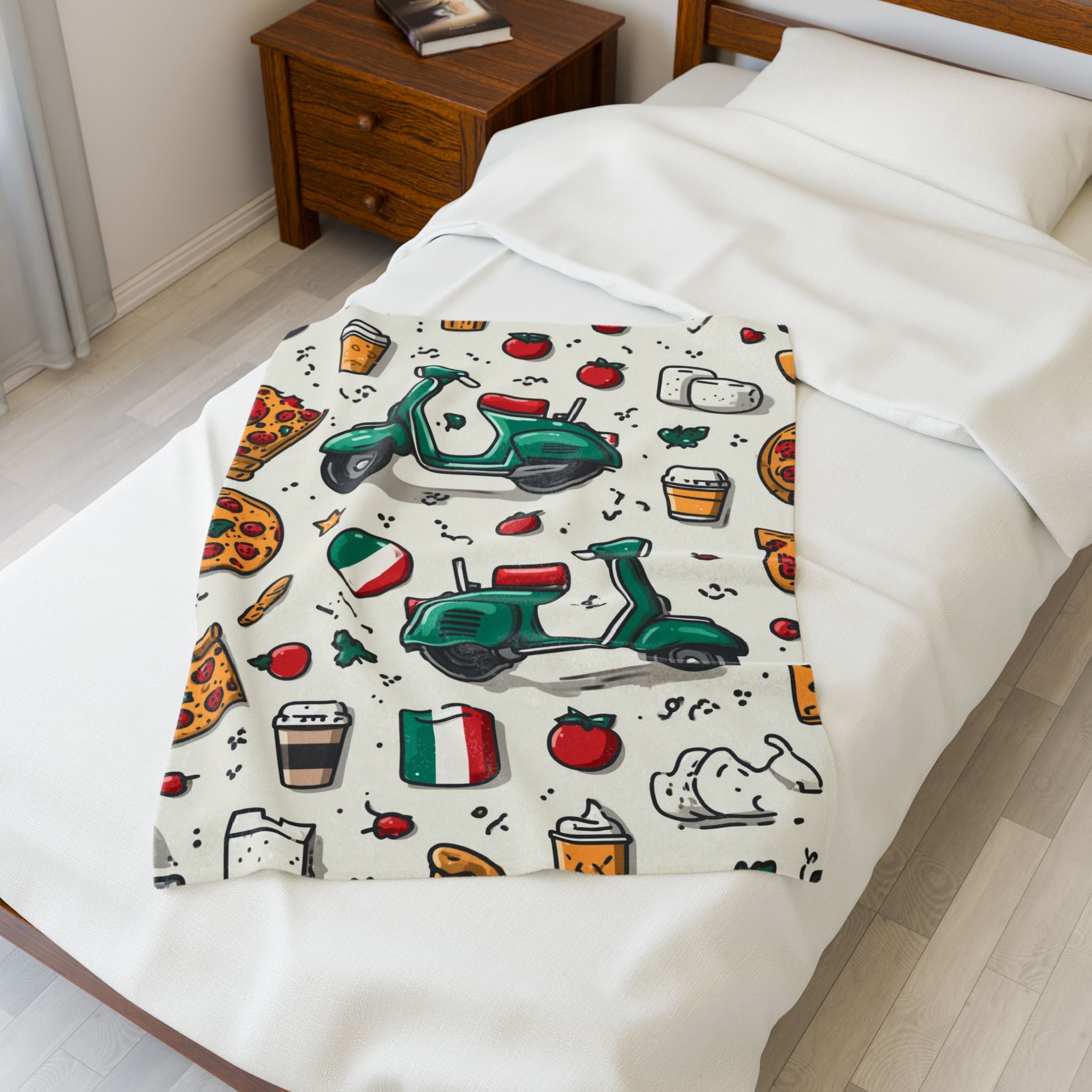 Bellissima Italia Quilt Doona Duvet Cover : Cultural Icons Collage, Italian Design Illustration   |   Custom Orders Accepted