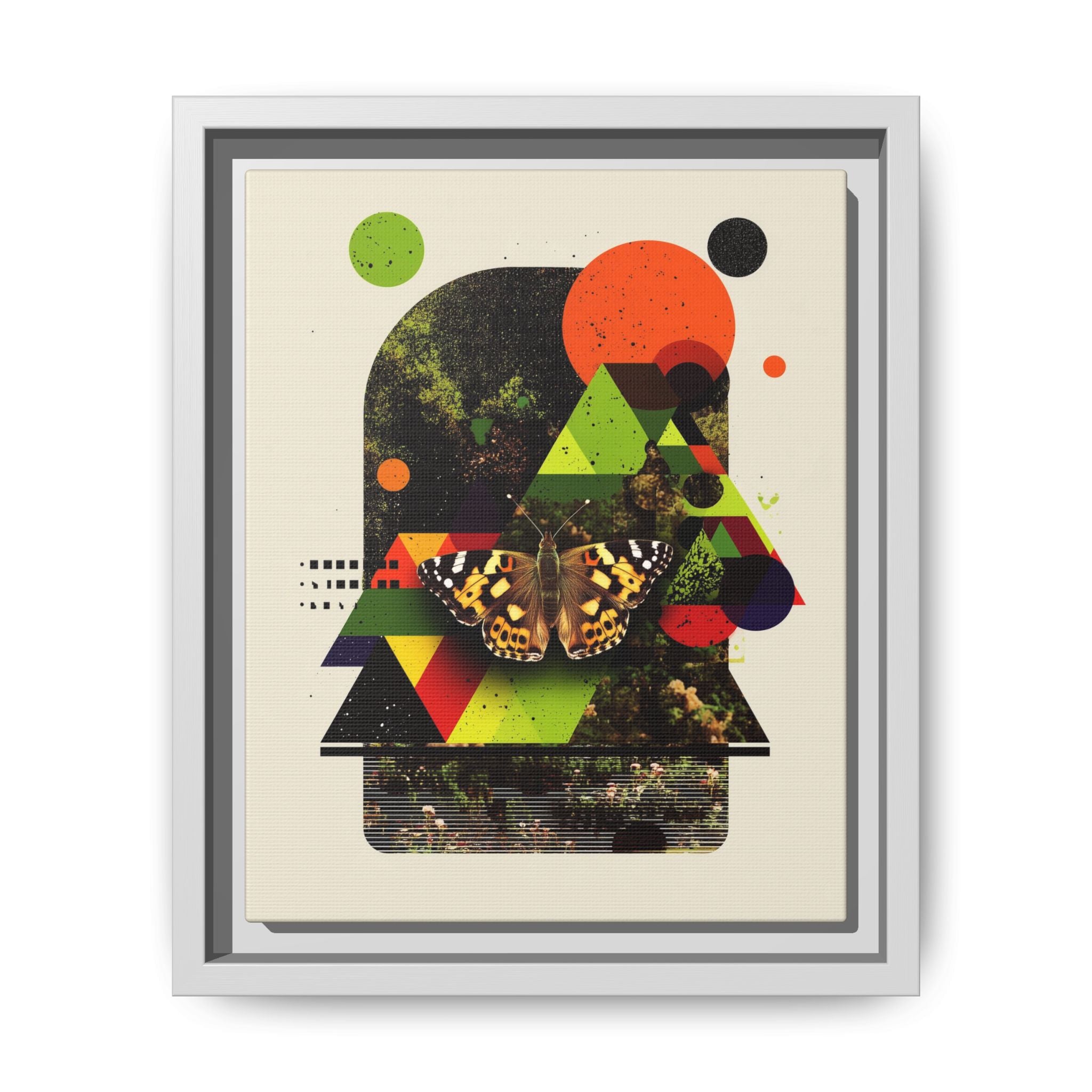 Metamorphic Geometries Framed Print: Digital Nature Collage, Butterfly Abstract Design   |   Custom Orders Available