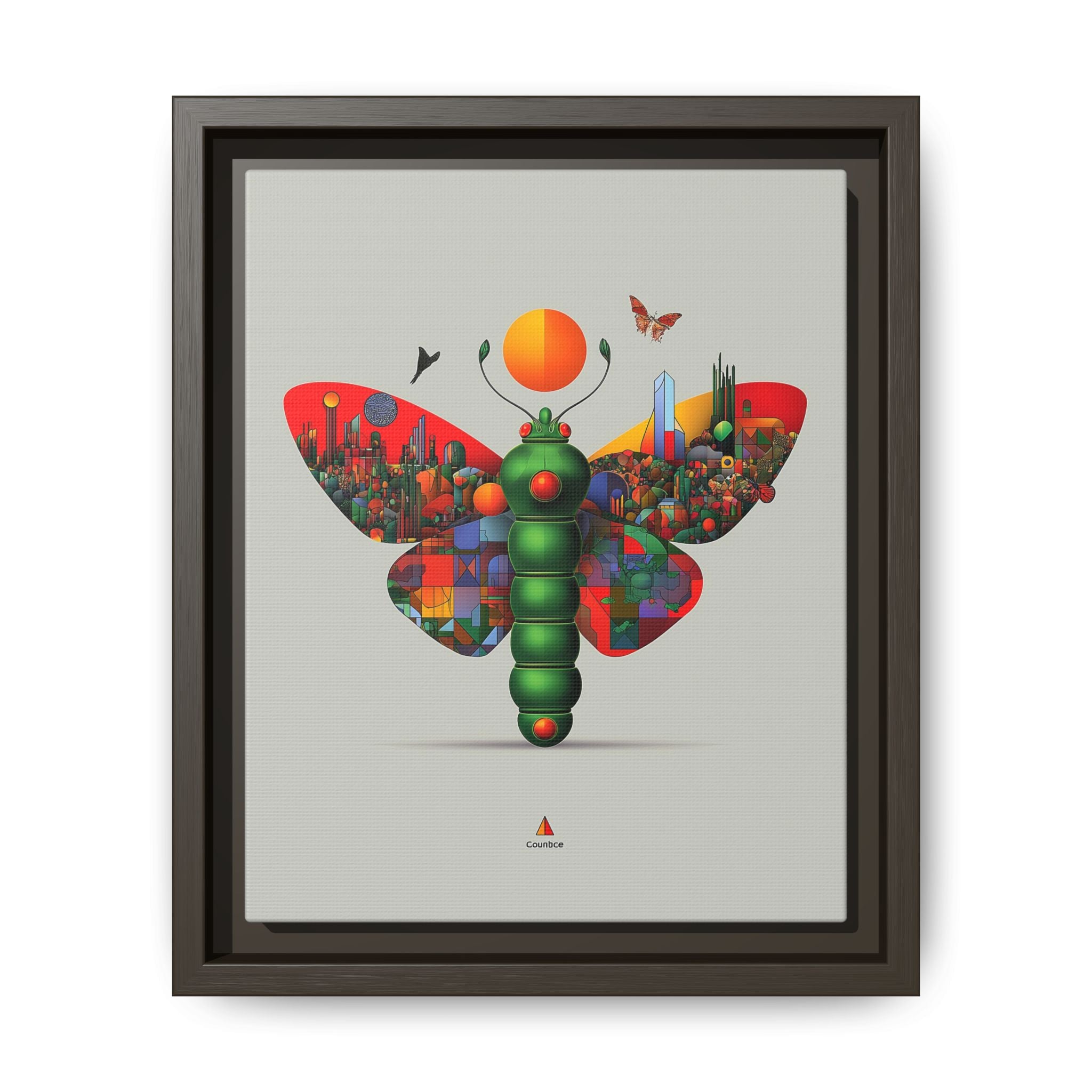Urban Metamorphosis Framed Print: Geometric Cityscape Butterfly, Digital Surrealism Collage   |  Custom Orders Available