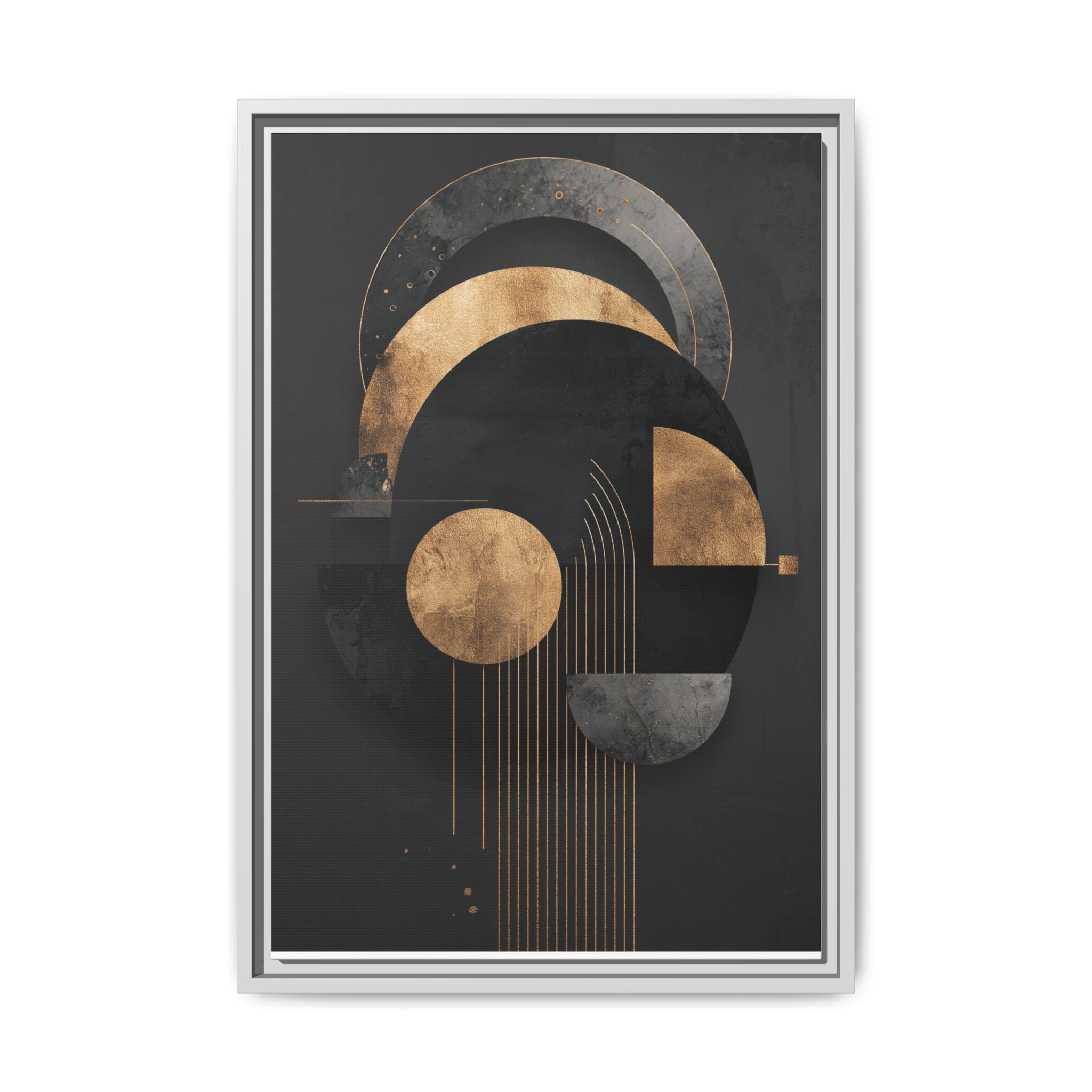 Geometric Resonance: Abstract Gold and Black Design, Minimalist Architectural Art, Modern Metallic Composition   |   Custom Orders Accepted