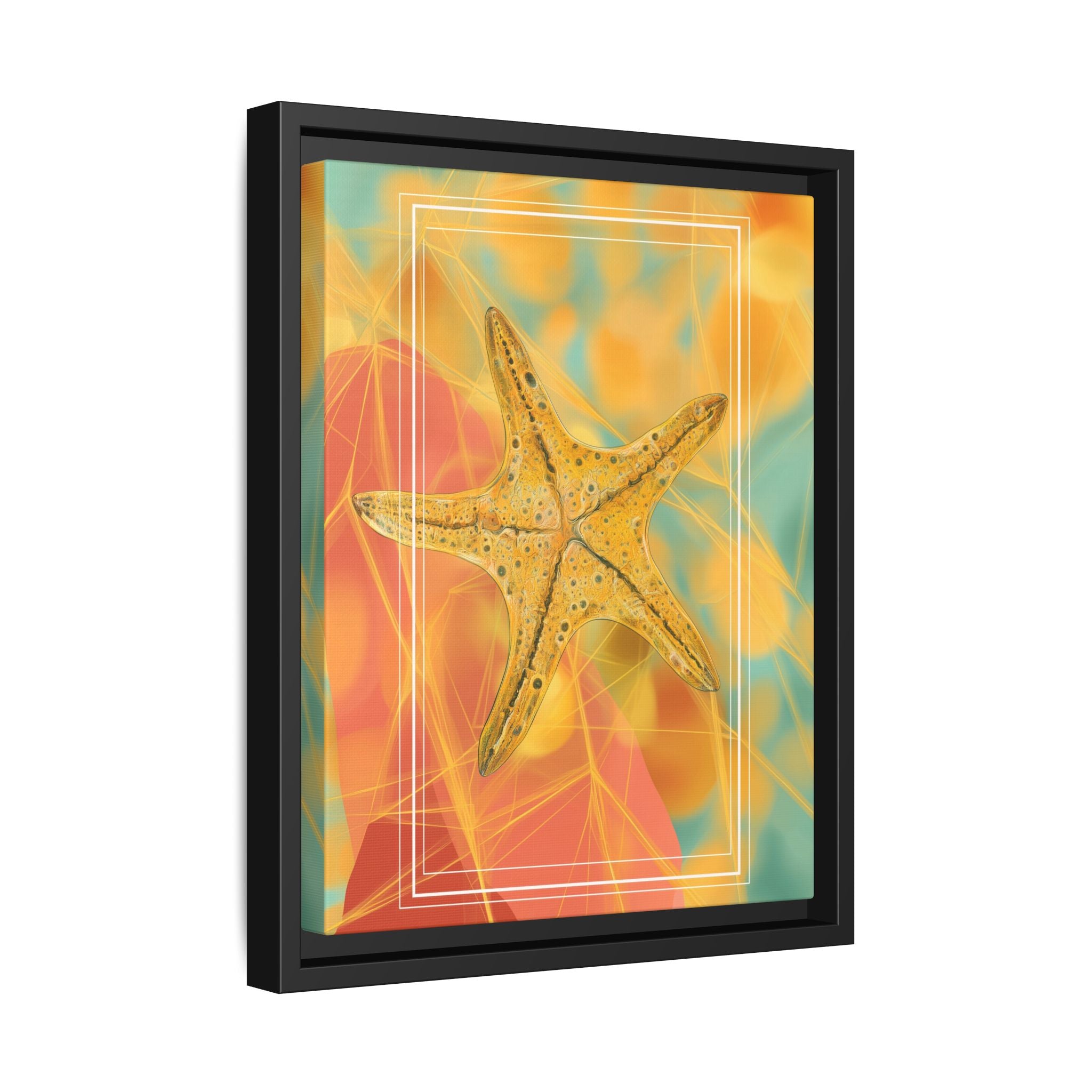 Celestial Starfish: Marine Geometry in Golden Hues, Tropical Oceanic Texture   |    Custom Orders Available