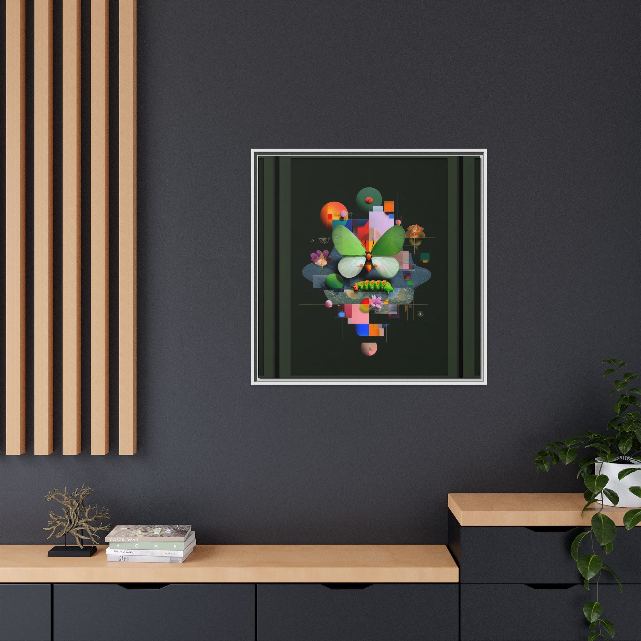 Metamorphosis Geometry Framed Print : Digital Nature Synthesis, Butterfly Abstraction   |  Personalized & Custom Orders Available