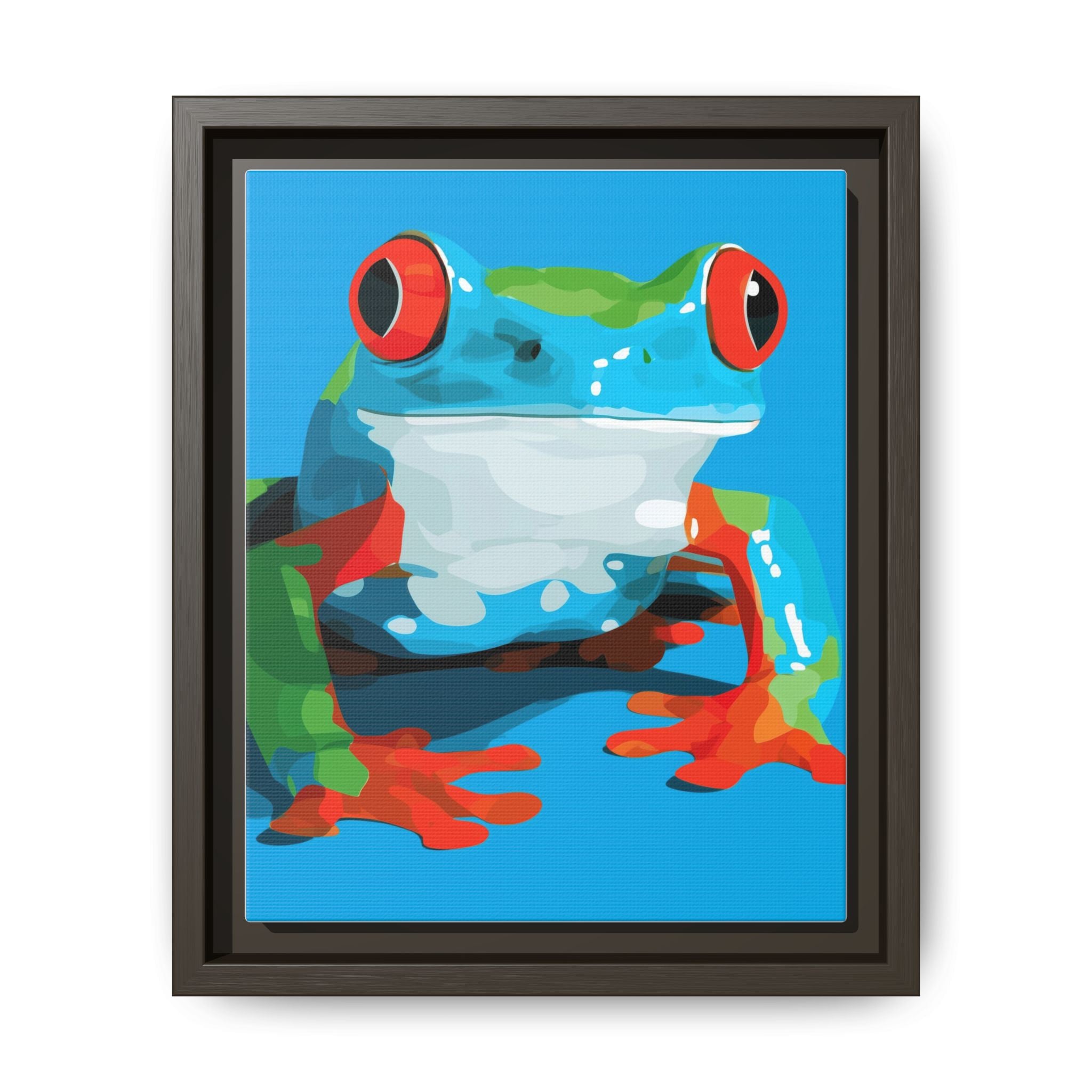 Red-Eyed Green Tree Frog Framed Print : Graphic Design, Pop Art Amphibian Portrait   |  Personalized & Custom Orders Available