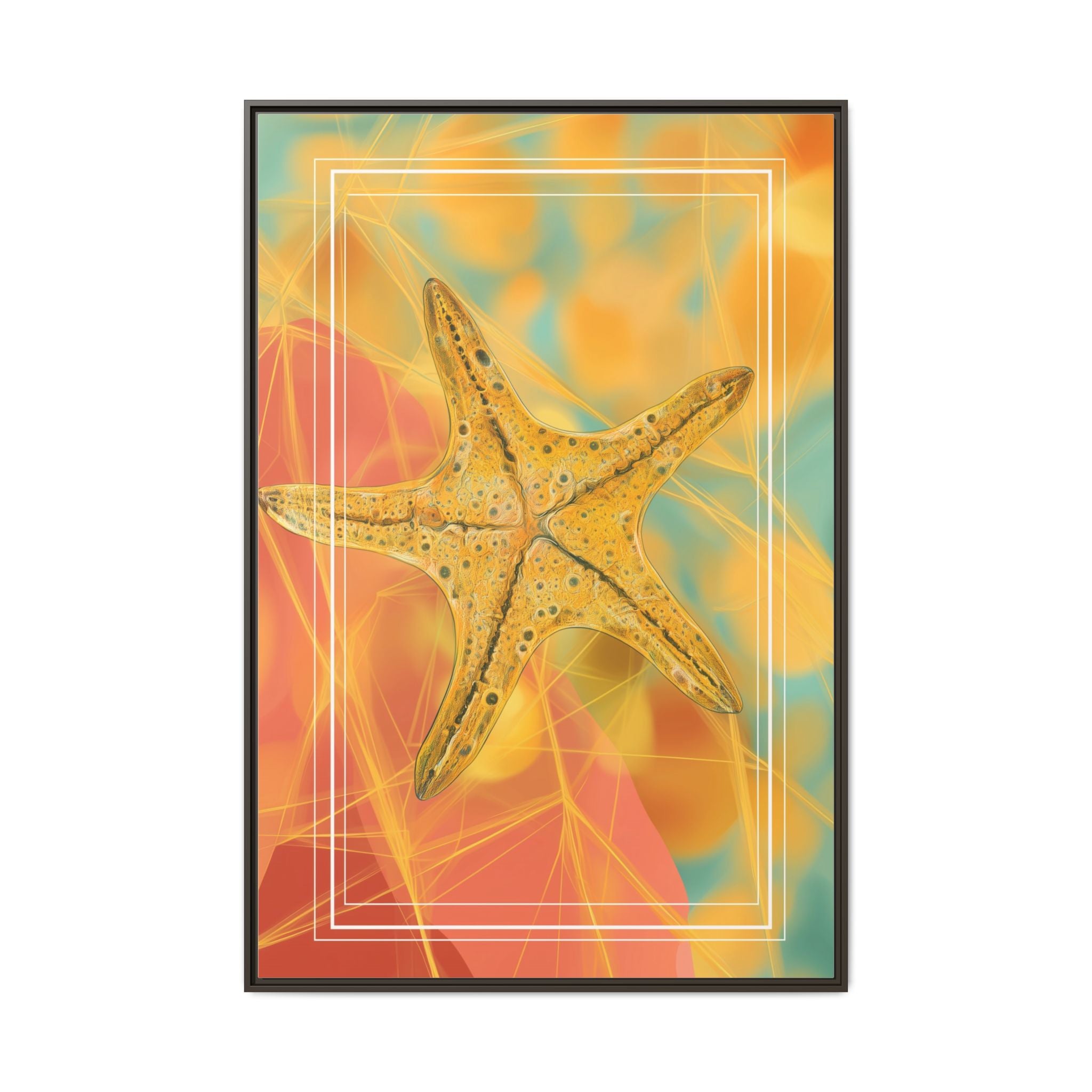 Celestial Starfish: Marine Geometry in Golden Hues, Tropical Oceanic Texture   |    Custom Orders Available
