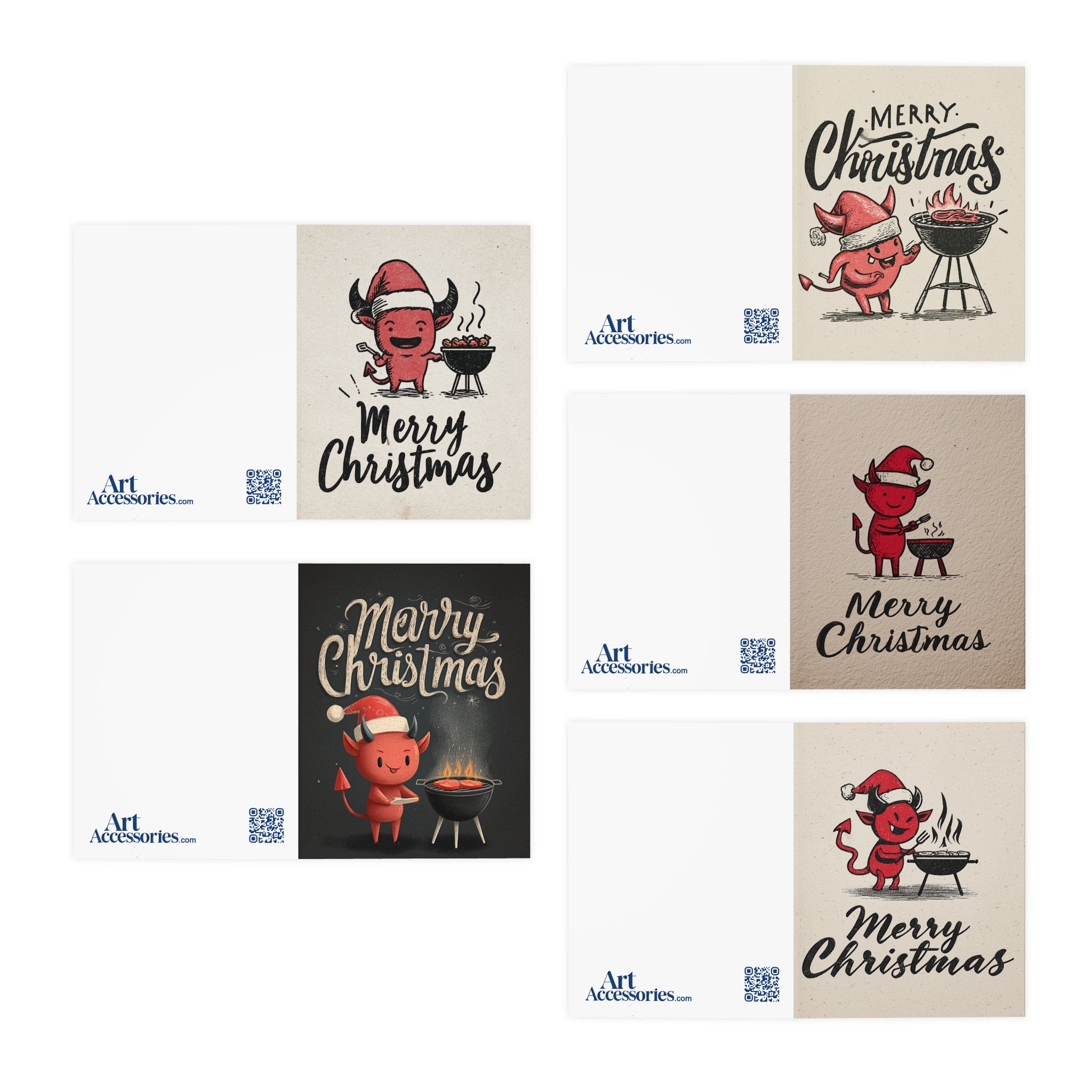 Christmas Greeting Cards 5-Pack | Barbeque BBQ Devil Christmas, Gift for Dad