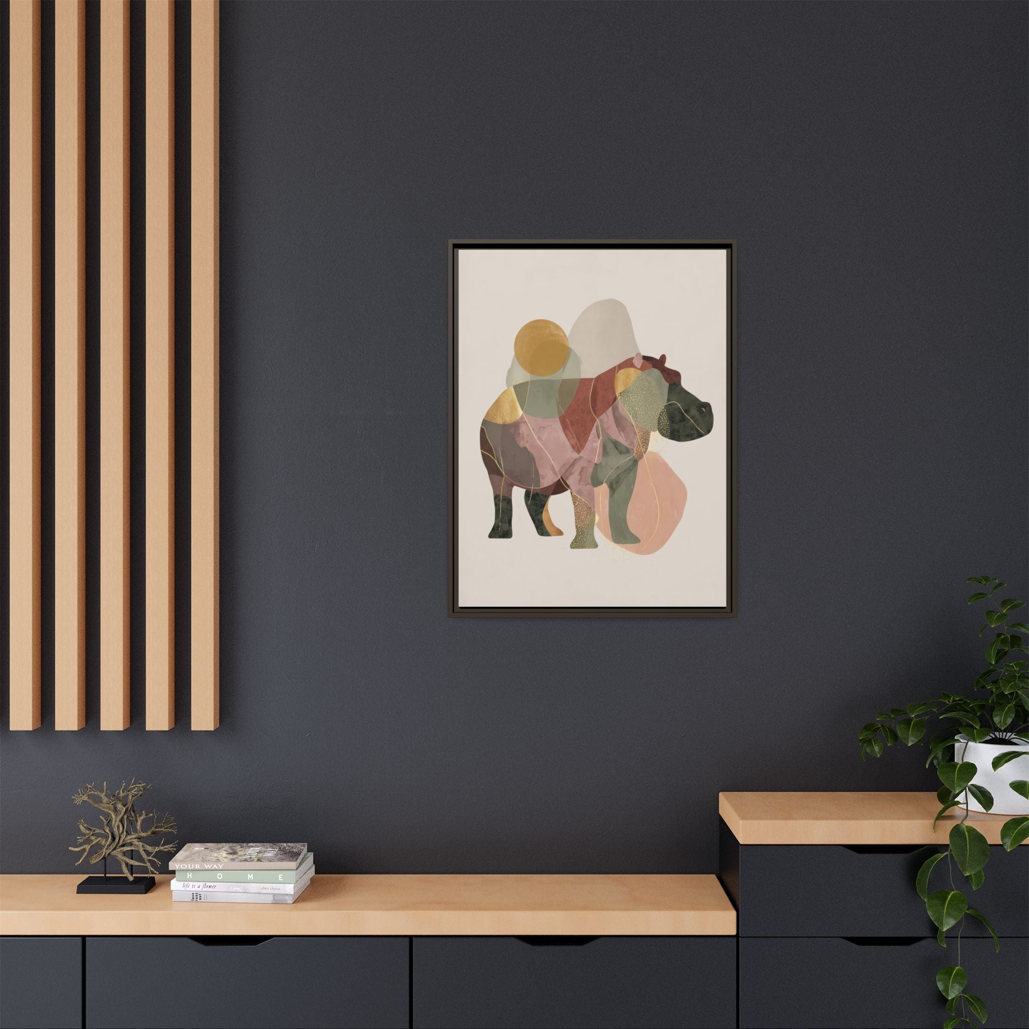 Geometric Harmony: Abstract Hippo Silhouette, Modern Minimalist Animal Art   |    Custom Orders Available