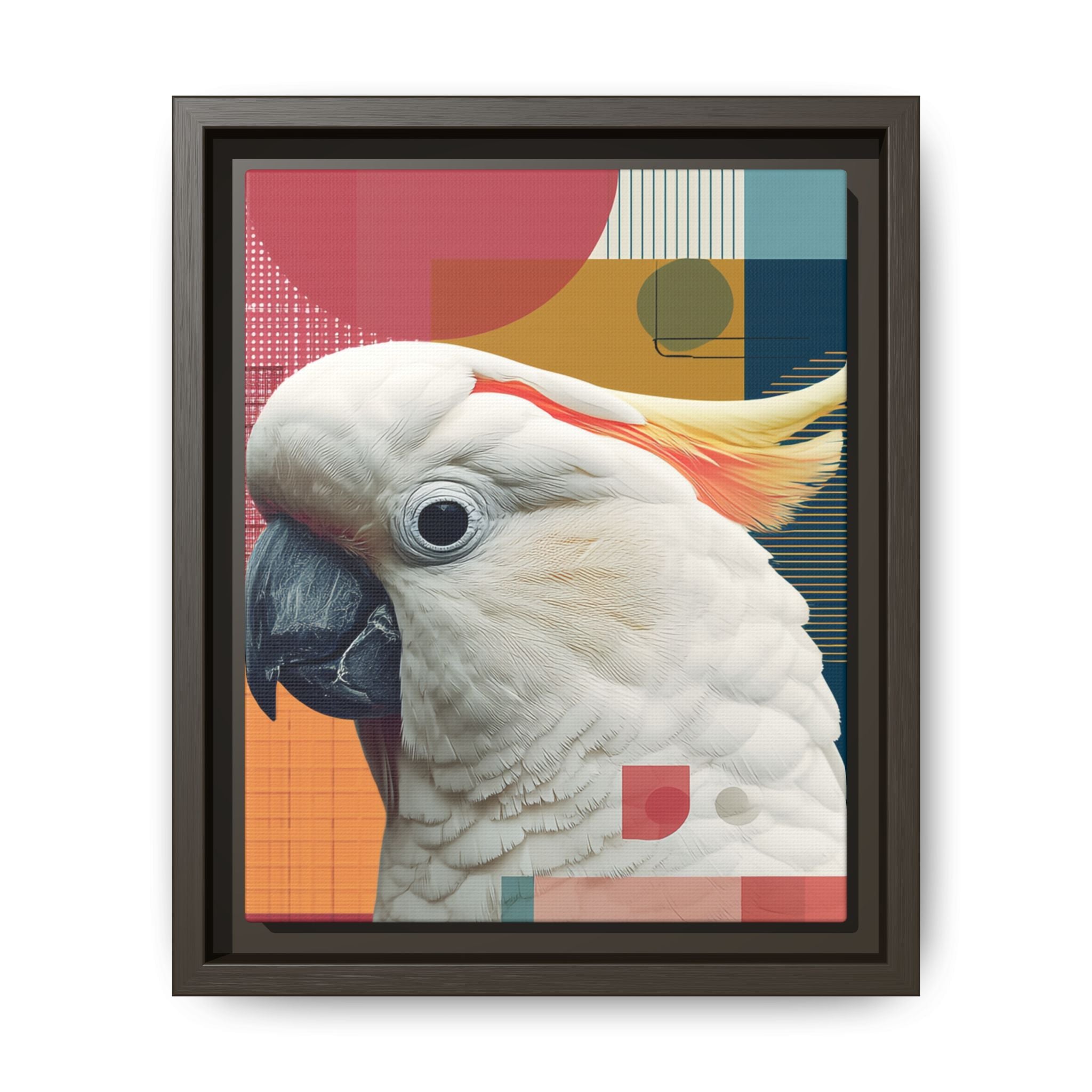 Framed Print, Cockatoo Abstract Geometric Wall Art, Matte Canvas, Colorful Bird Poster, Modern Home Decor, Tropical Animal Painting, Unique