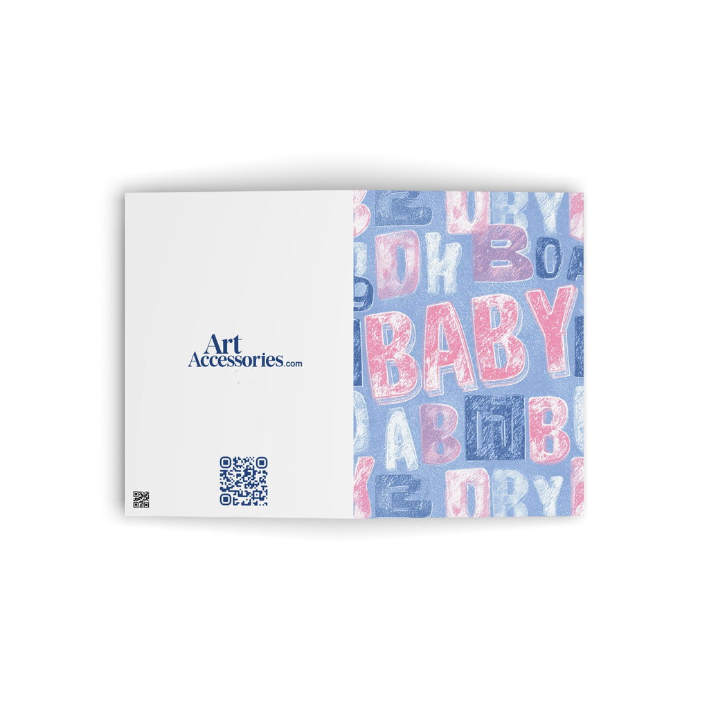 Baby Blocks Greeting Card — Pink & Blue New Baby Announcement Card
