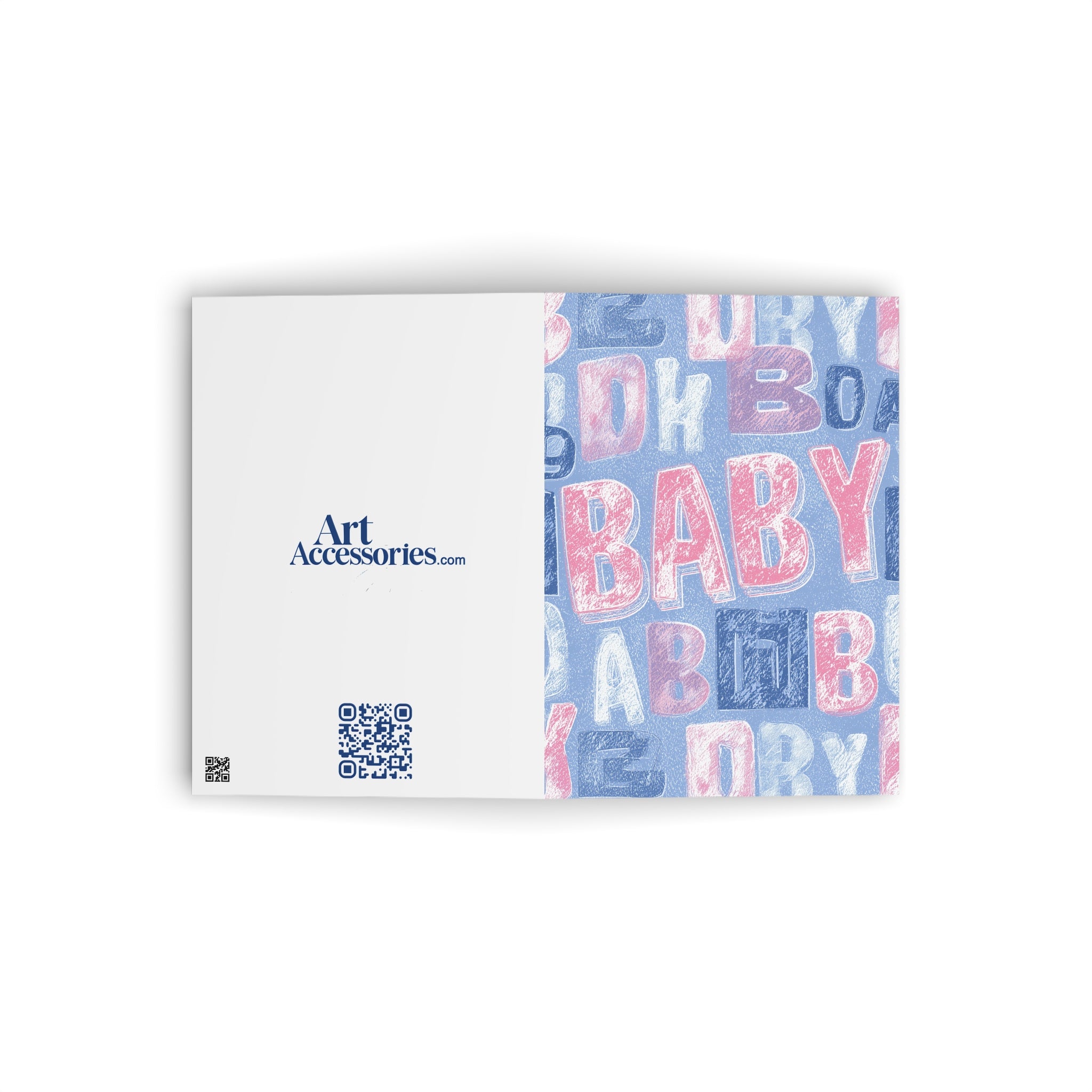 Baby Blocks Greeting Card — Pink & Blue New Baby Announcement Card
