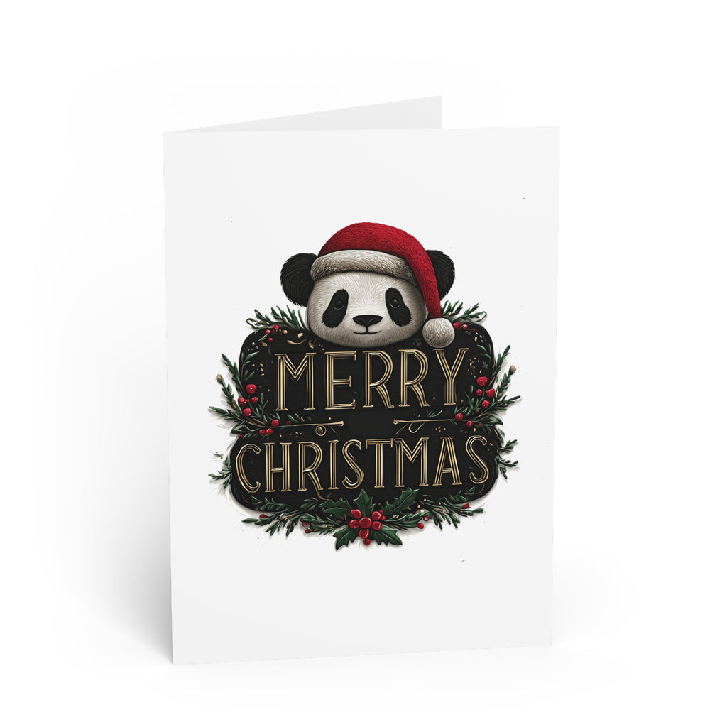 Holiday Panda Festive Cheer: Whimsical Christmas Illustration, Vintage Botanical Design, Adorable Santa Panda Graphic | Custom Orders