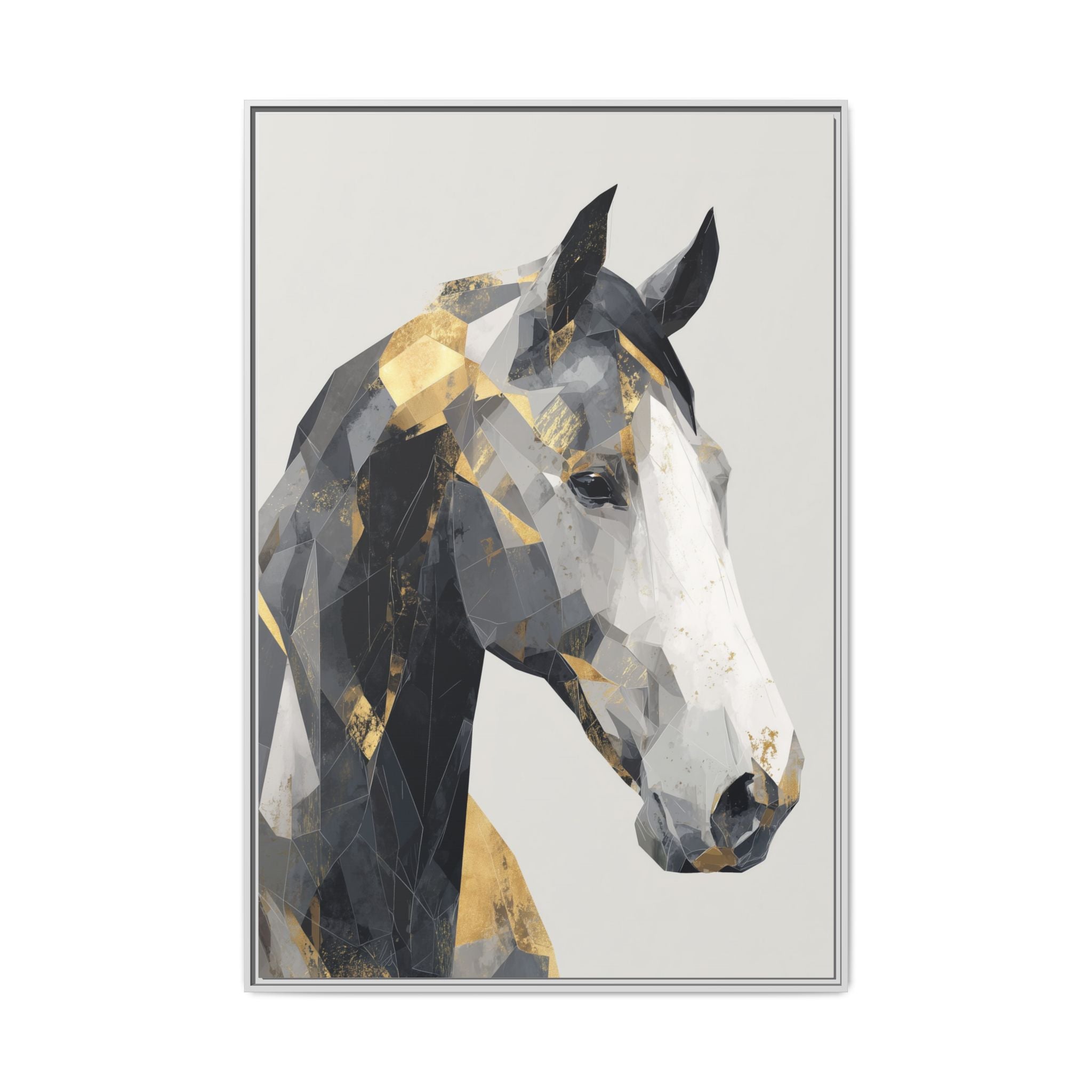 Geometric Stallion: Cubist Equine Art, Modern Metallic Polygonal Design   |  Personalized & Custom Orders Available