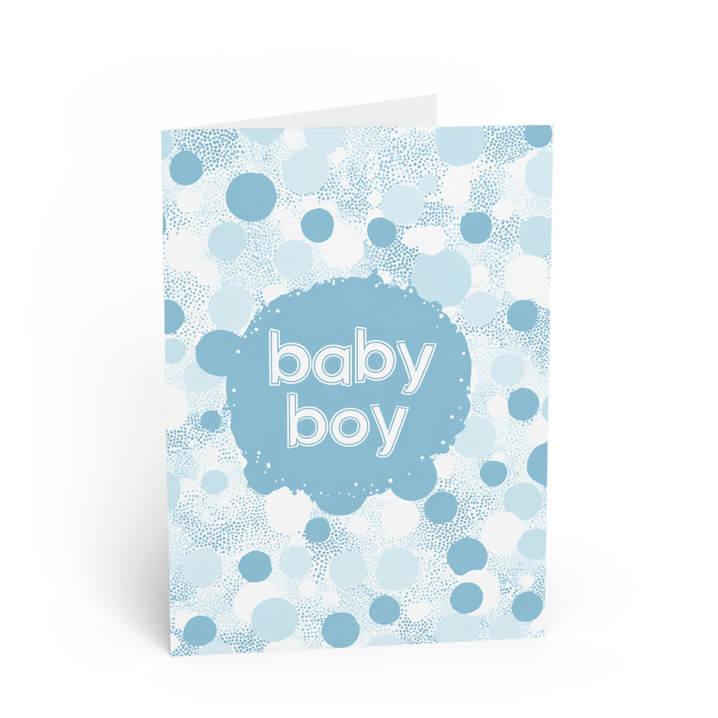 Baby Boy Greeting Card – Blue Polka Dot Newborn Congrats Card