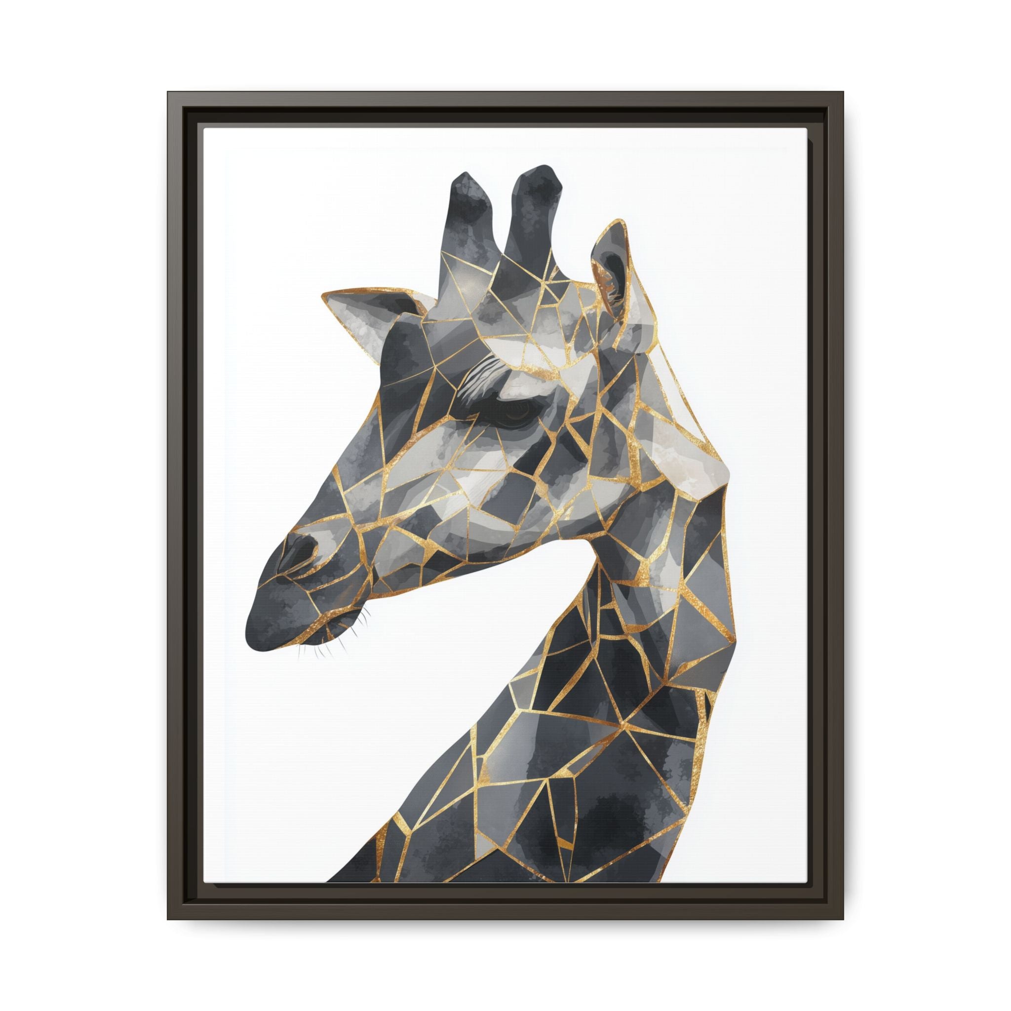Geometric Giraffe Framed Print : Modern Mosaic Wildlife Art, Contemporary Golden Fragments   |  Personalized & Custom Orders Available