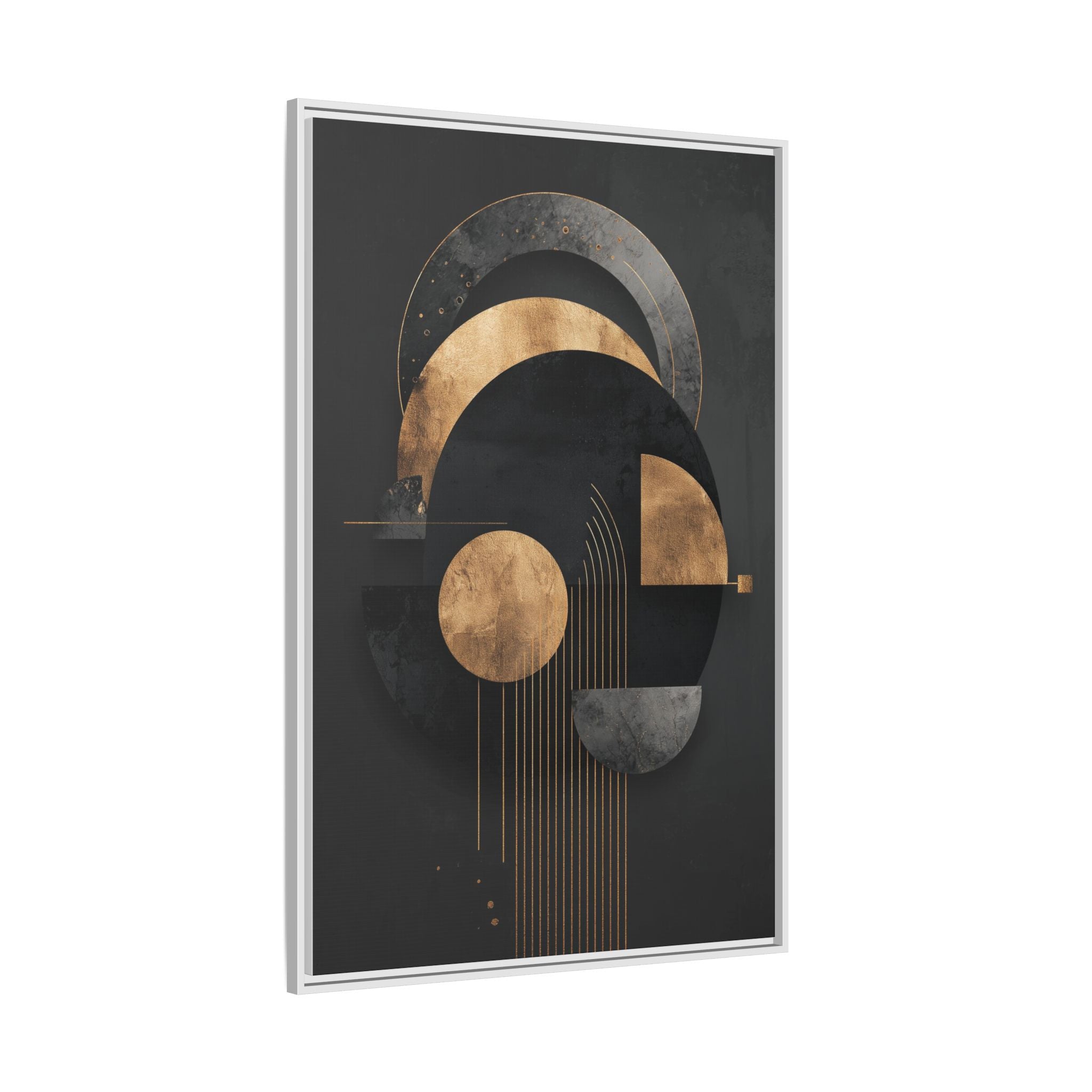 Geometric Resonance: Abstract Gold and Black Design, Minimalist Architectural Art, Modern Metallic Composition   |   Custom Orders Accepted