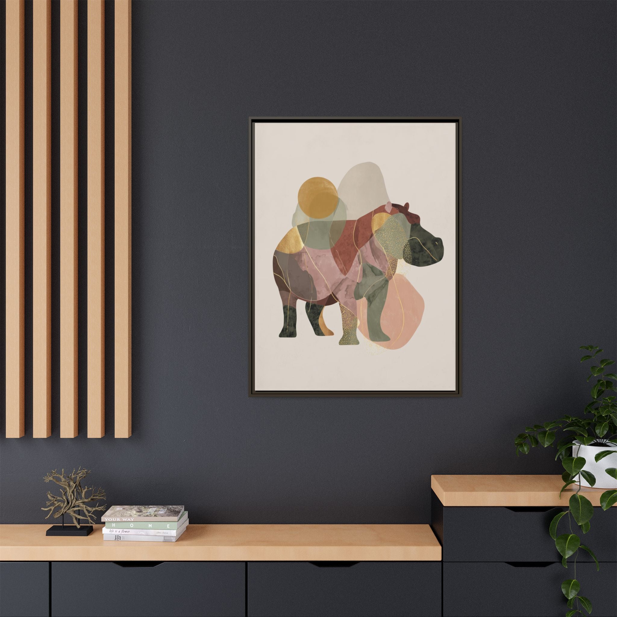 Fragmented Hippopotamus: Geometric Abstract Art, Minimalist Animal Portrait   |  Personalized & Custom Orders Available