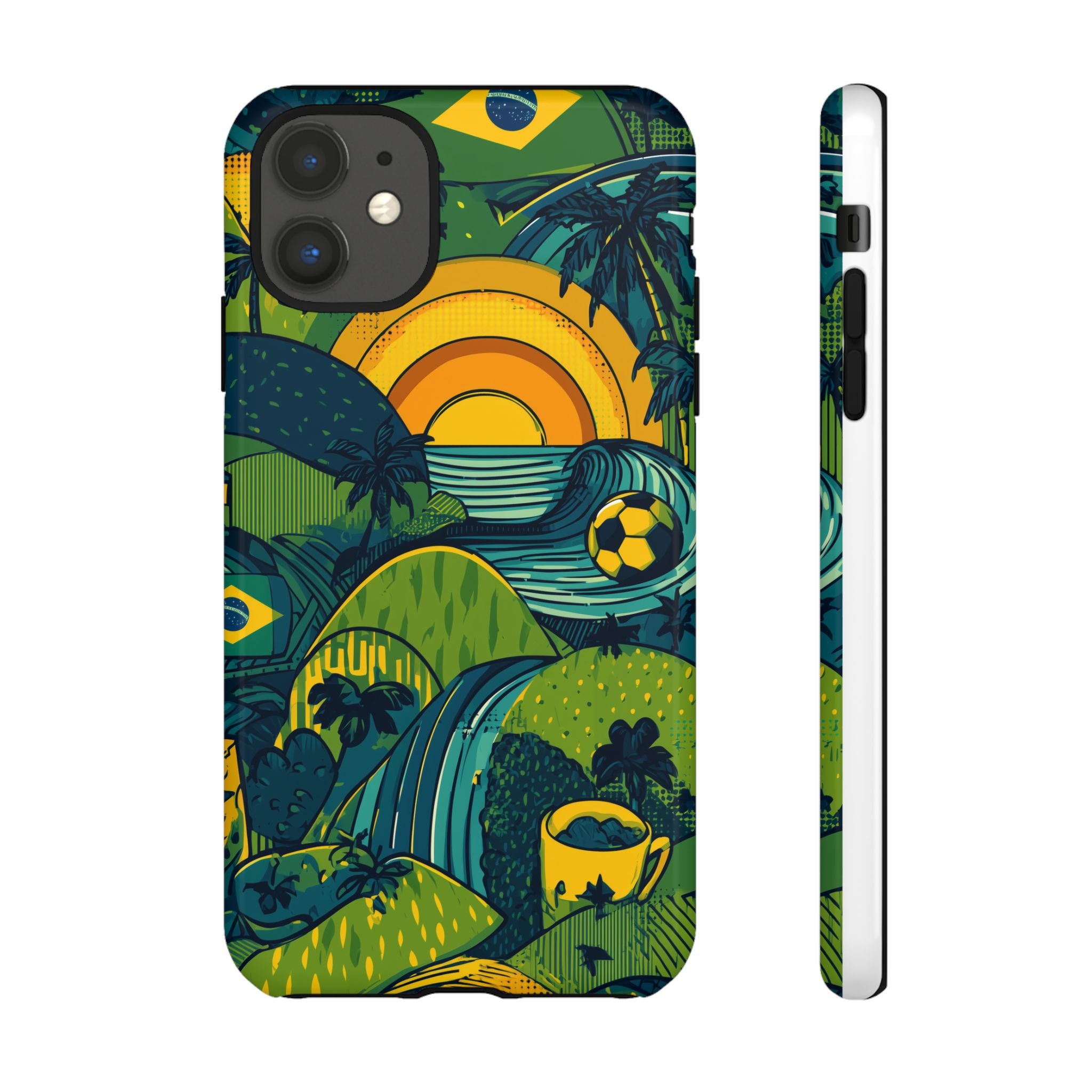 Brazil Tough Cases: Sporty Tropical Phone Case, Fun Beach Vibe Phone Accessory, Summer Travel Gift, Colorful Phone Cover, Casual Style Tech