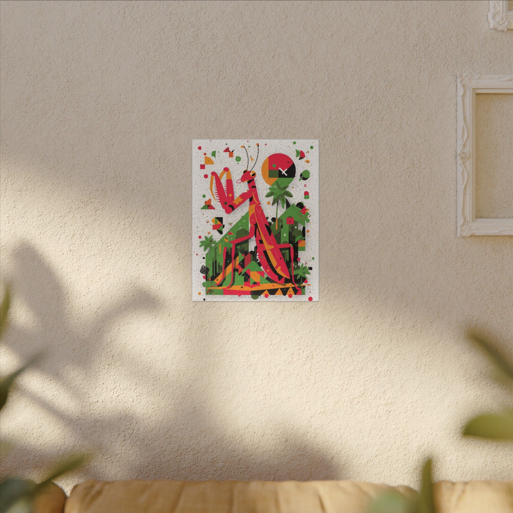 Geometric Praying Mantis: Cubist Insect Landscape, Digital Abstract Composition   |    Custom Orders Available