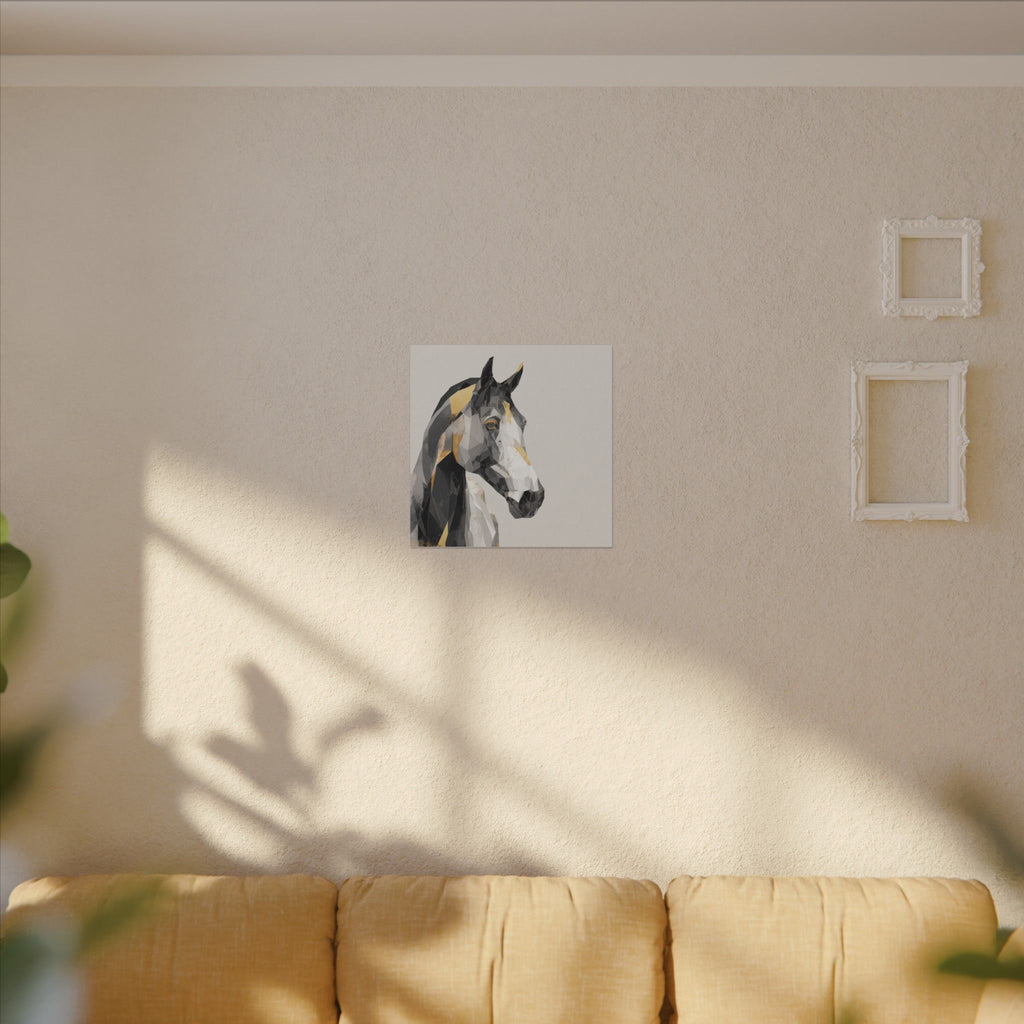 Geometric Equine Elegance: Polygonal Horse Portrait, Modern Digital Art, Metallic Cubist Interpretation   |  Personalized & Custom Orders