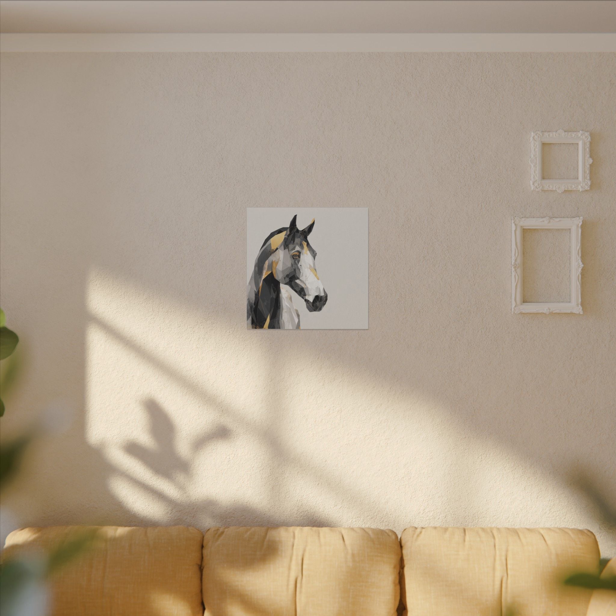 Geometric Equine Elegance: Polygonal Horse Portrait, Modern Digital Art, Metallic Cubist Interpretation   |  Personalized & Custom Orders