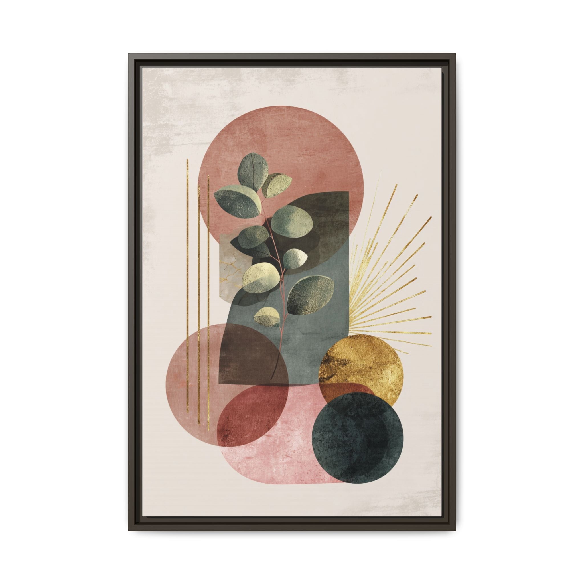 Botanical Geometric Symphony: Eucalyptus Harmony, Metallic Intersections, Modern Earth Tones   |   Custom Orders Accepted