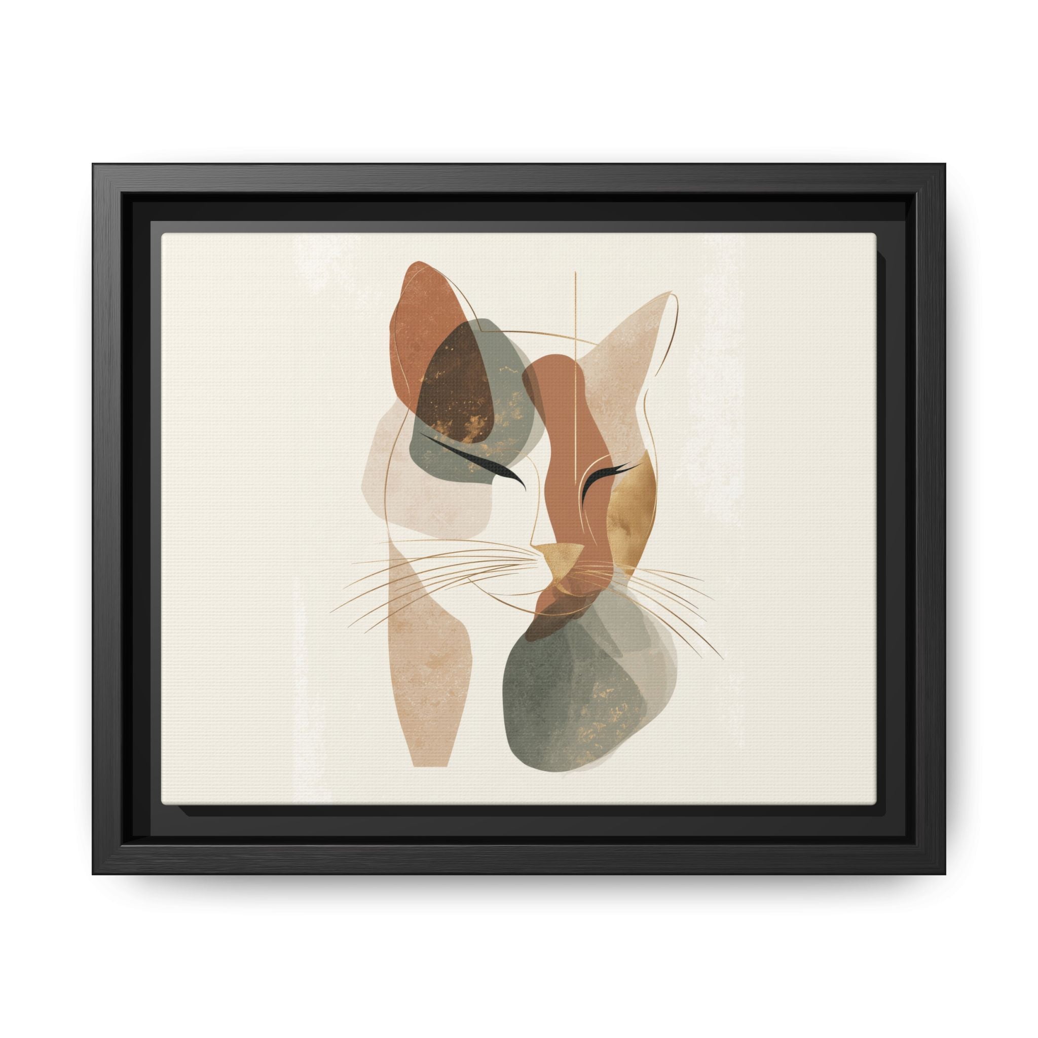 Feline Geometry: Abstract Cat Portrait, Minimalist Earth Tones   |  Personalized & Custom Orders Available
