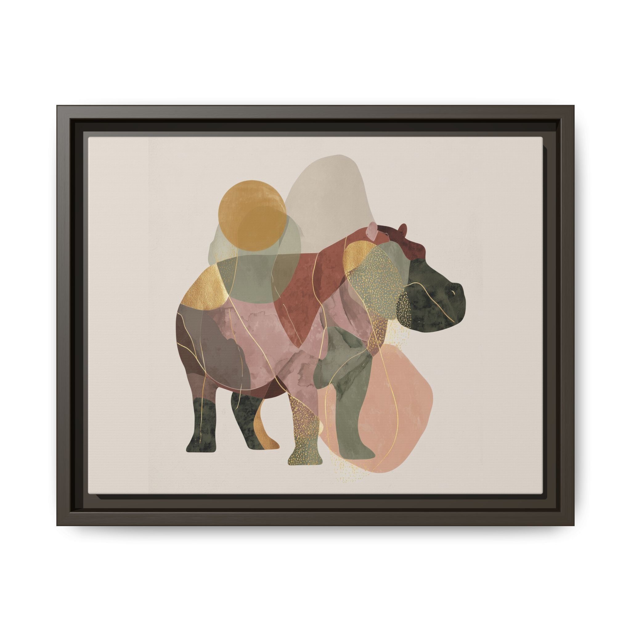 Geometric Hippo: Abstract Animal Watercolor, Modern Minimalist Composition   |    Custom Orders Available