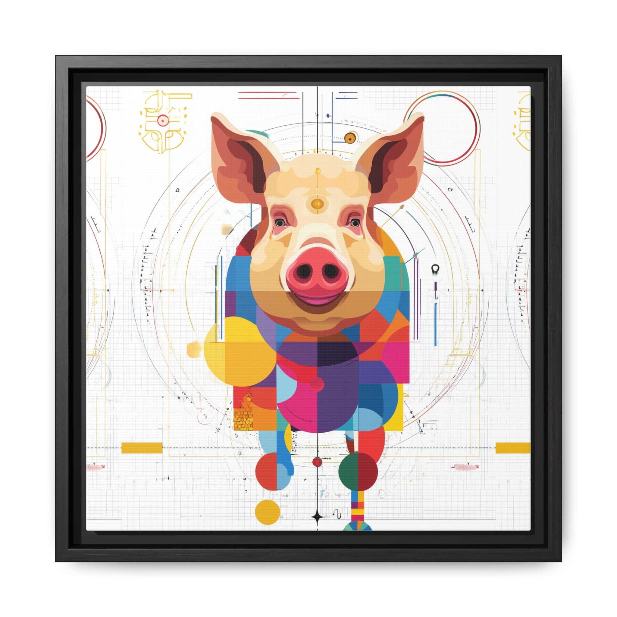 Geometric Pig: Digital Cubist Portrait, Mathematical Animal Abstraction   |    Custom Orders Available