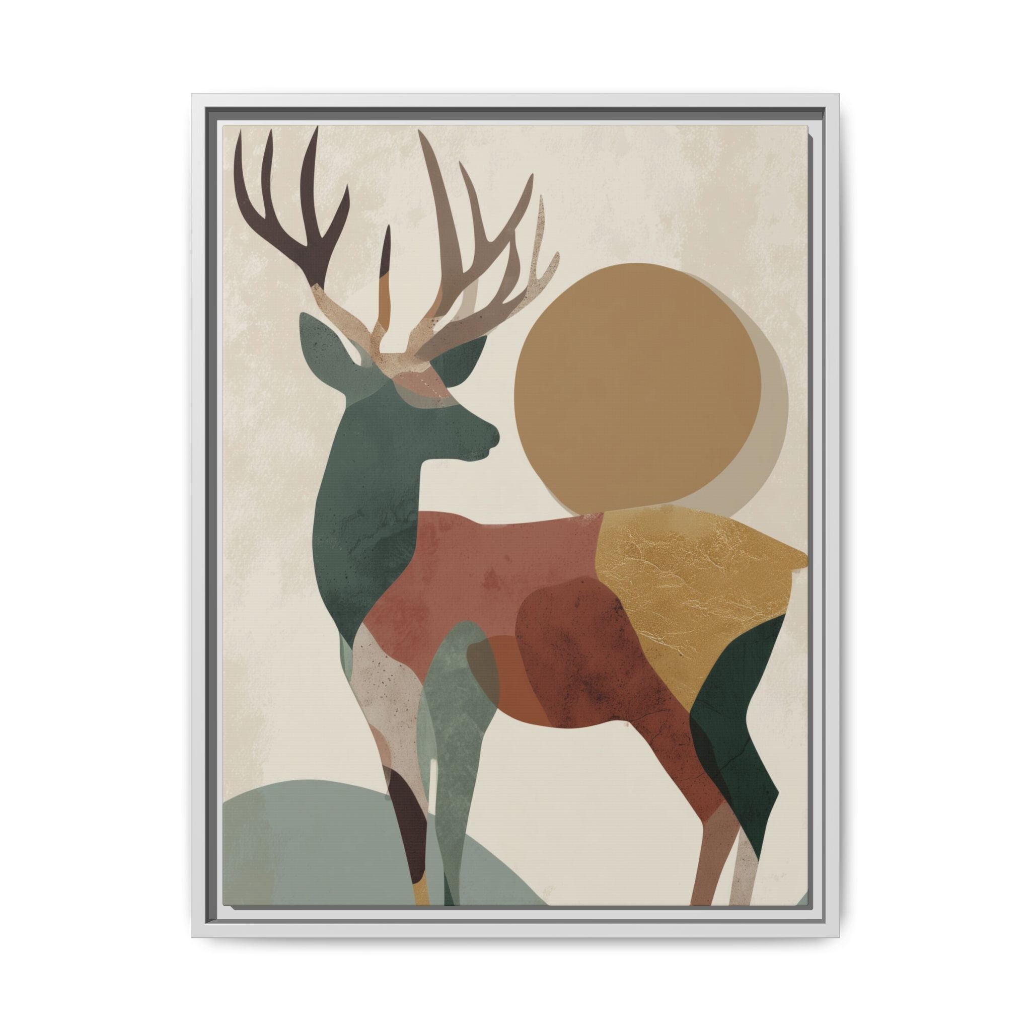 Geometric Deer Mosaic Framed Print : Modern Abstract Wildlife Art, Minimalist Nature Print   |  Personalized & Custom Orders Available