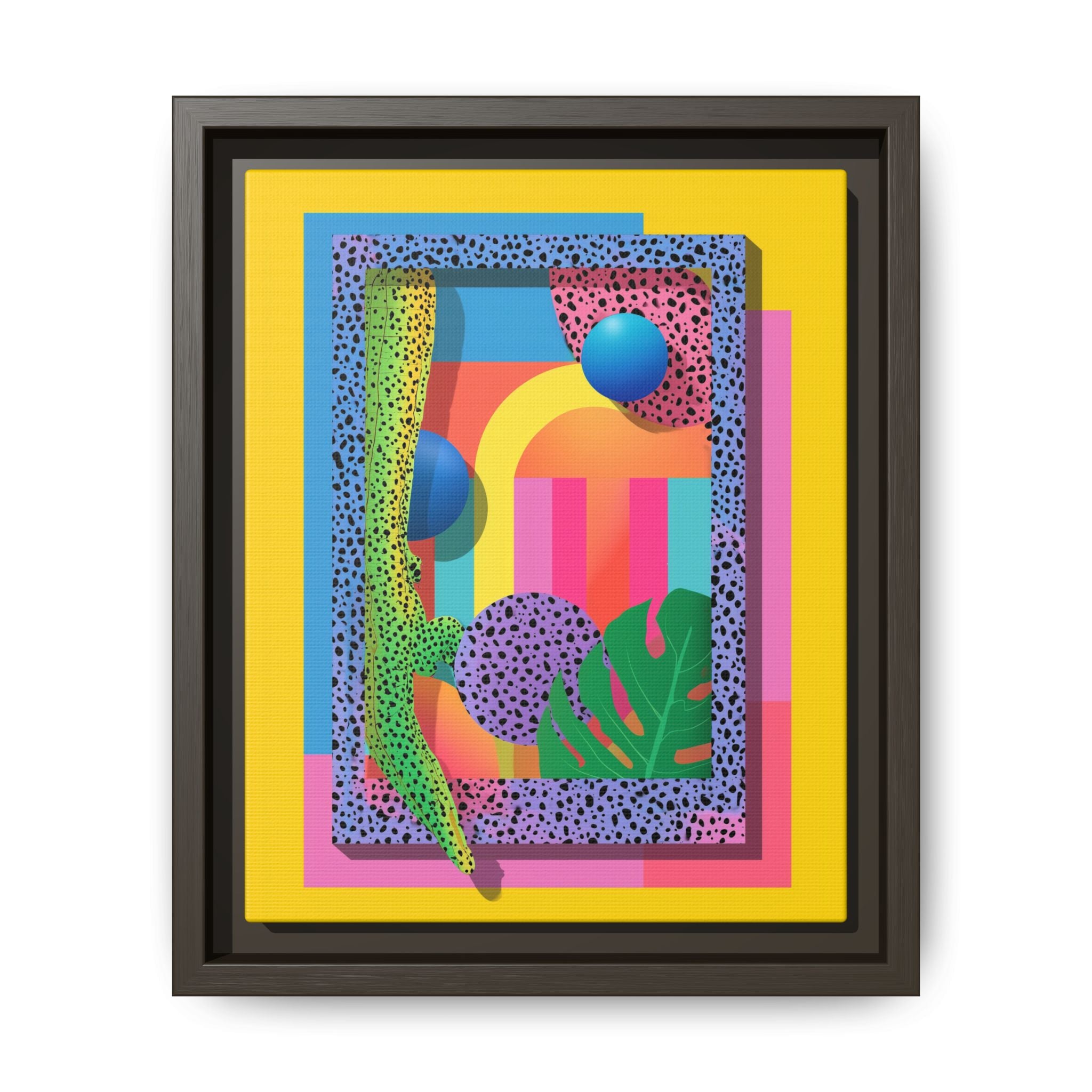 Geometric Rhythms: Abstract Layers of Color, Dimensional Shapes and Tropical Elements, Vibrant Modern Art Composition   |   Custom Orders