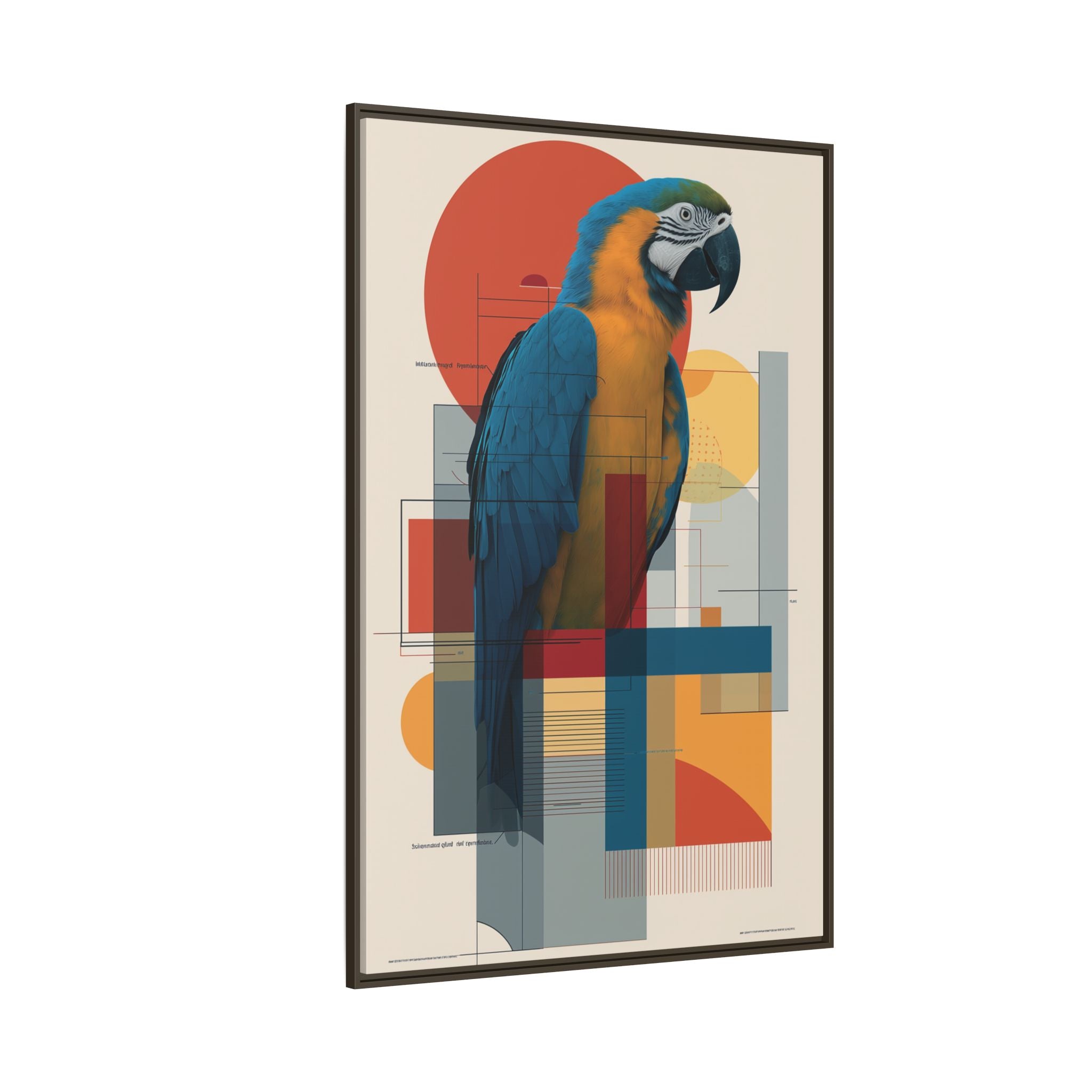 Vibrant Macaw Geometric Framed Print: Avian Realism, Modern Abstract Composition   |  Personalized & Custom Orders Available
