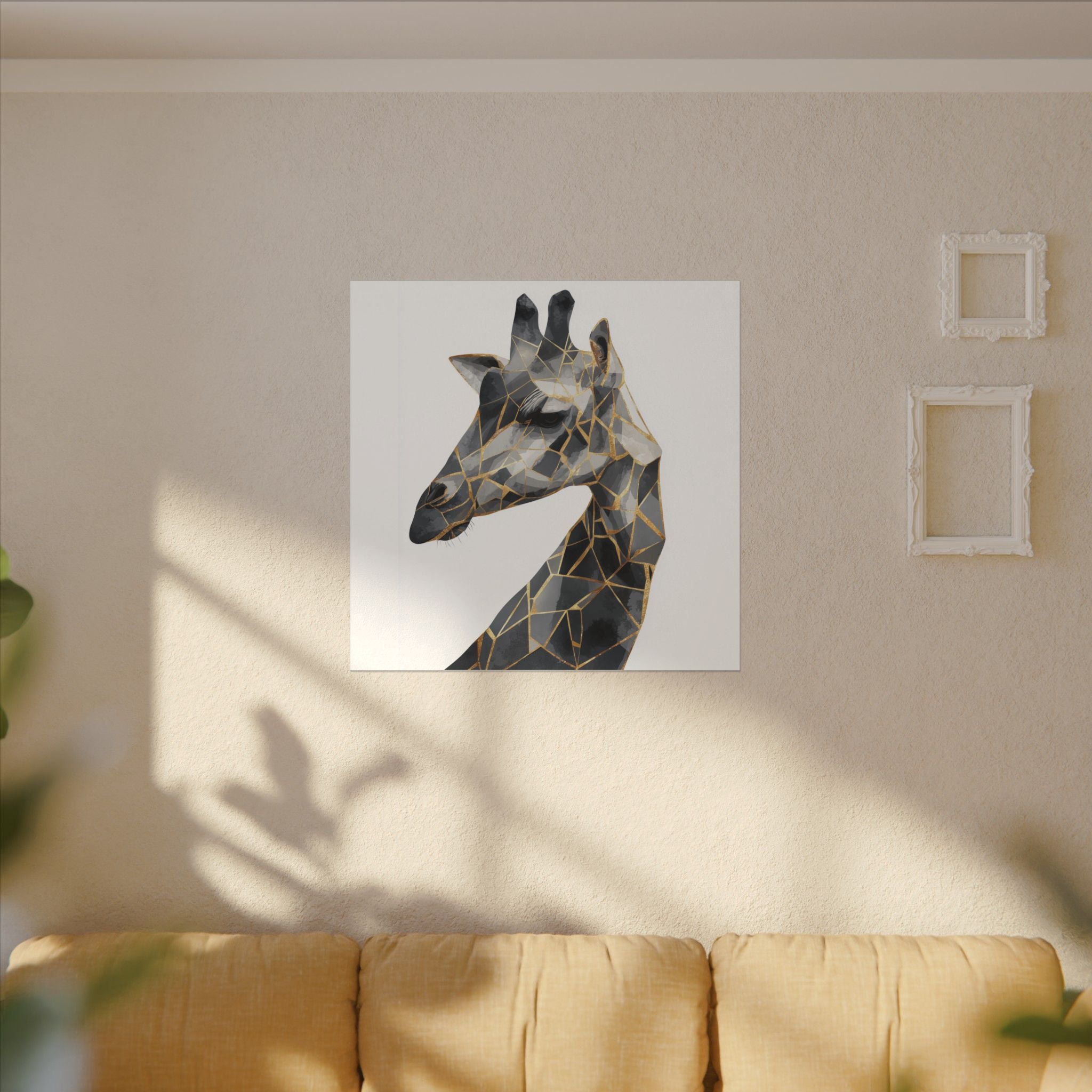 Geometric Giraffe: Modern Mosaic Art, Angular Wildlife Portrait, Monochromatic Polygon Design   |  Personalized & Custom Orders Available