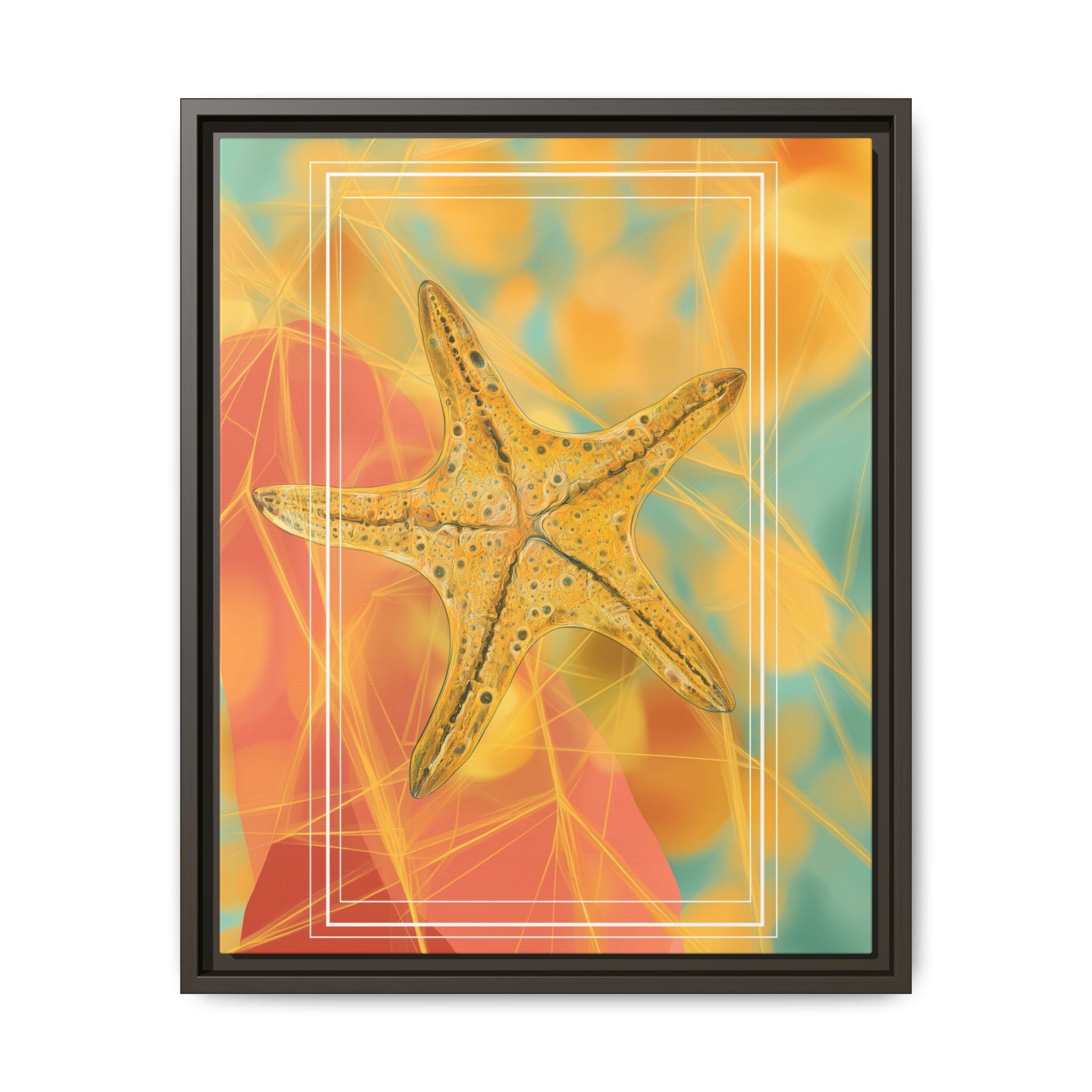 Celestial Starfish: Marine Geometry in Golden Hues, Tropical Oceanic Texture   |    Custom Orders Available