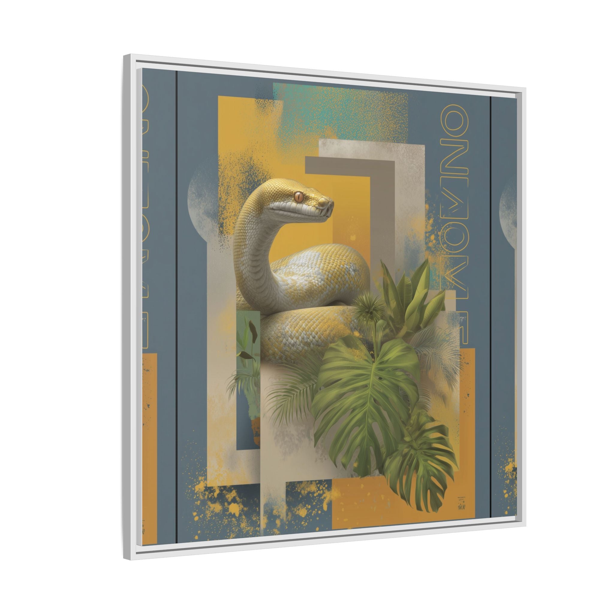 Serpent in Geometry: Tropical Albino Snake Portrait, Modern Botanical Illustration   |    Custom Orders Available