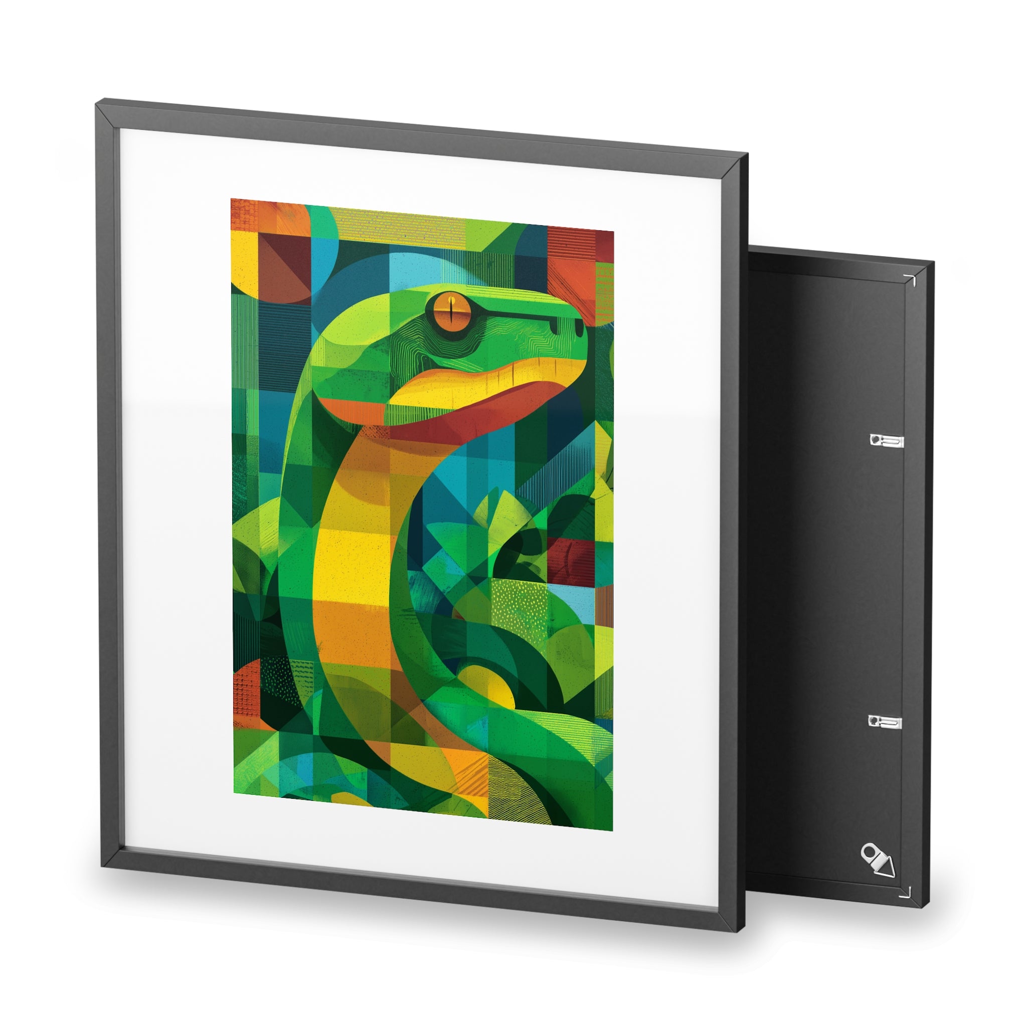 Vibrant Snake Art Framed Poster, Colorful Wall Decor, Nature-Inspired Home Decor, Unique Gift for Animal Lovers, Modern Art Print