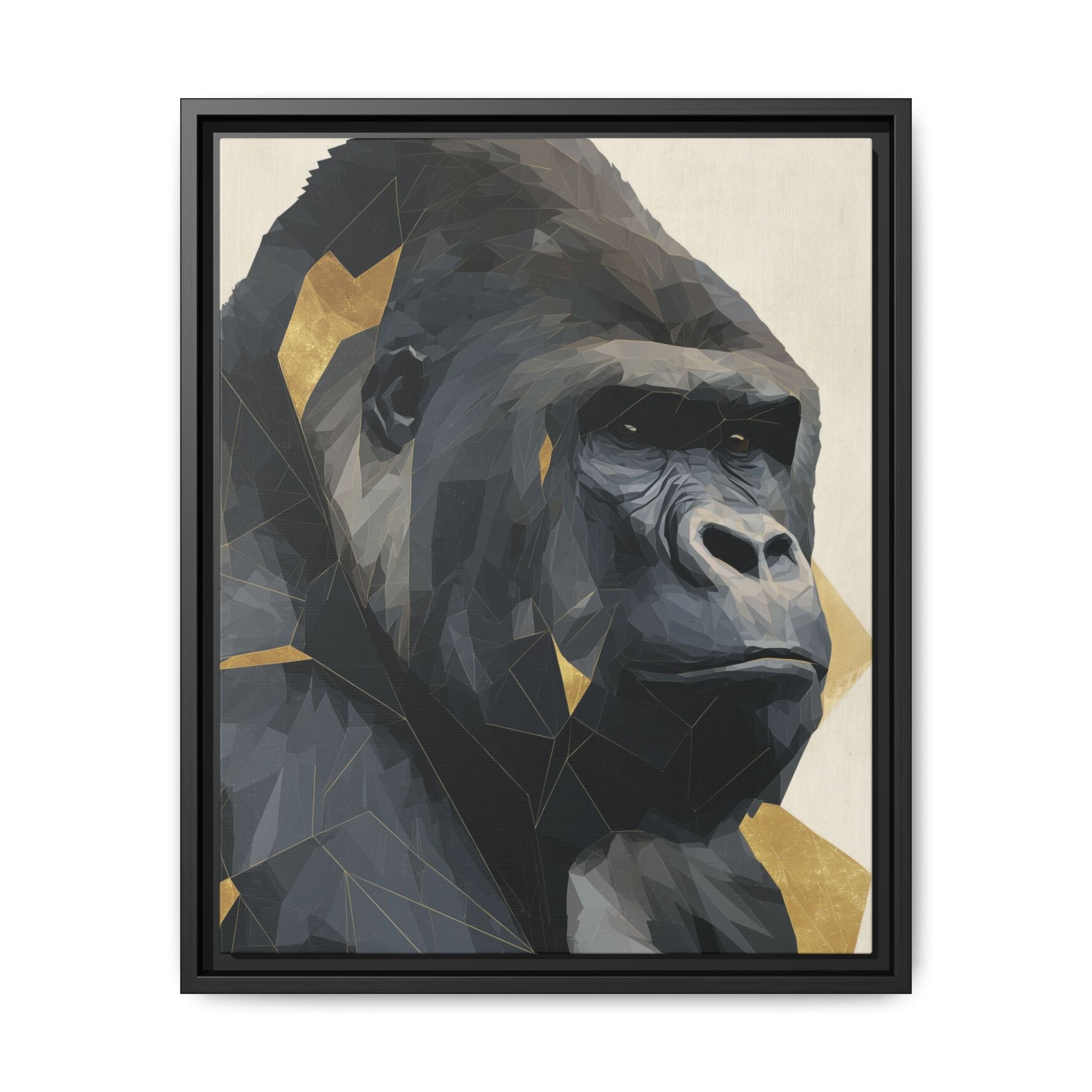 Primal Geometry: Polygonal Gorilla Portrait, Modern Metallic Wildlife Art   |  Personalized & Custom Orders Available