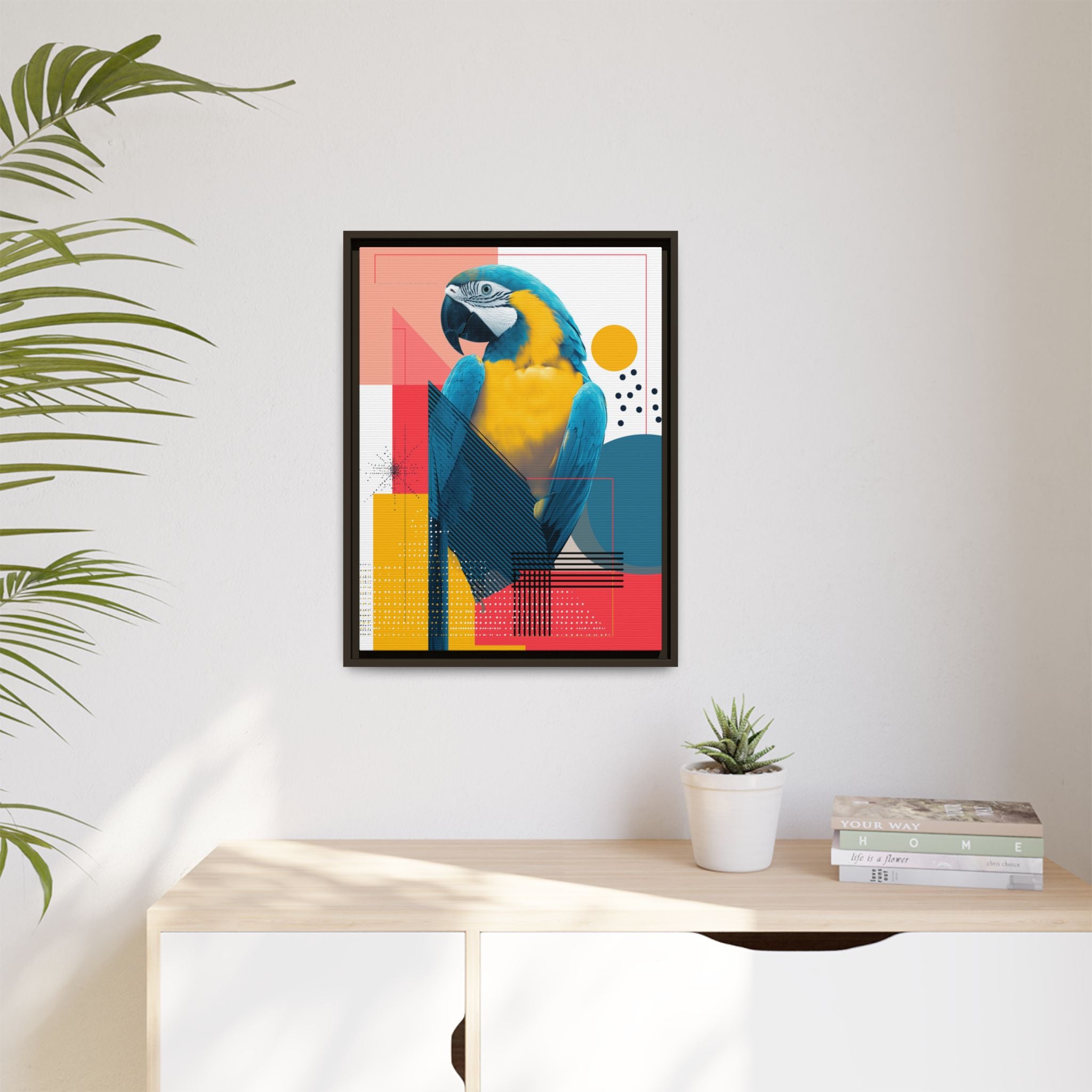 Macaw in Geometry: Vibrant Wildlife Digital Art, Modernist Design Fusion   |    Custom Orders Available
