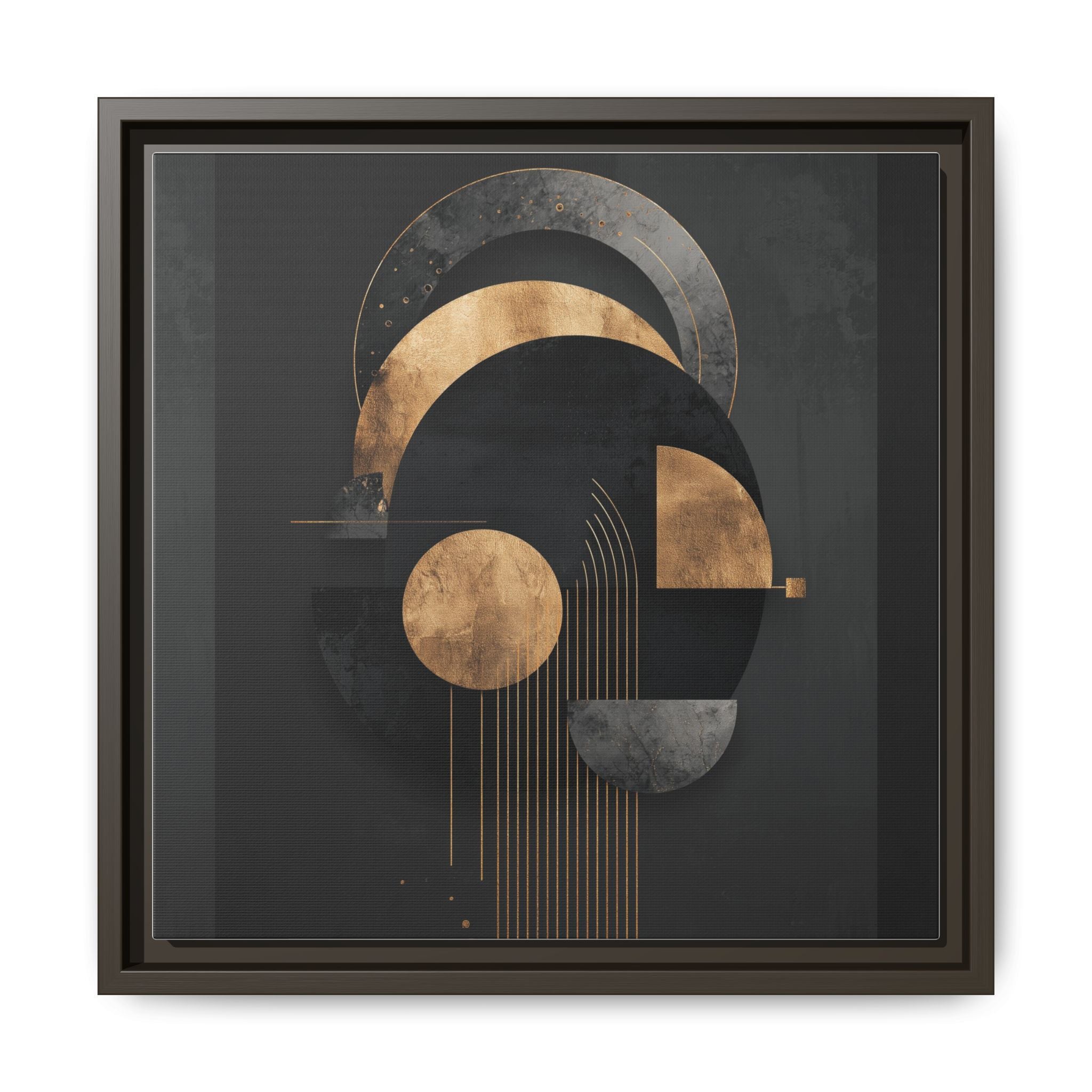 Geometric Resonance: Abstract Gold and Black Design, Minimalist Architectural Art, Modern Metallic Composition   |   Custom Orders Accepted