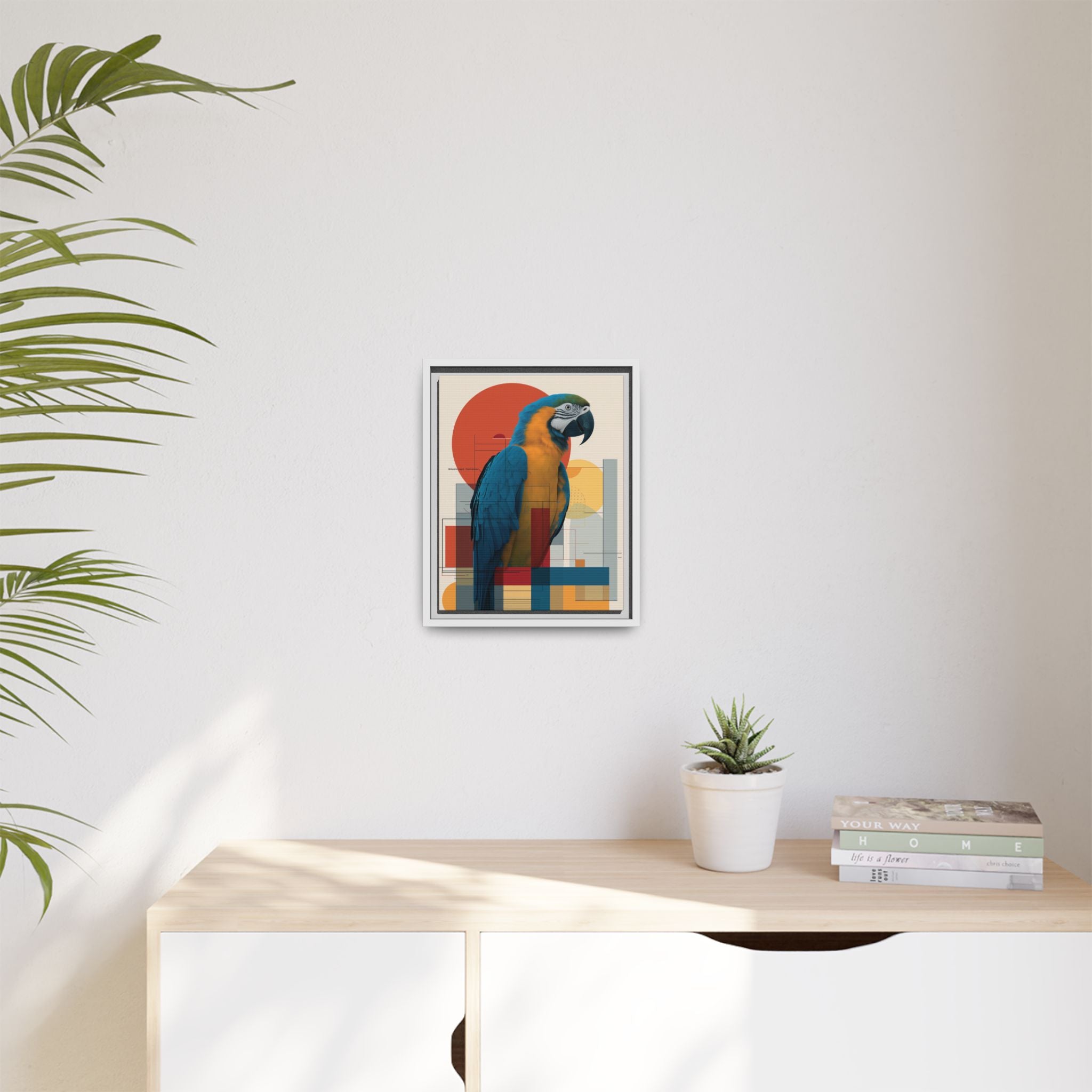 Macaw in Geometric Harmony: Modern Avian Portrait, Architectural Abstract Composition   |    Custom Orders Available