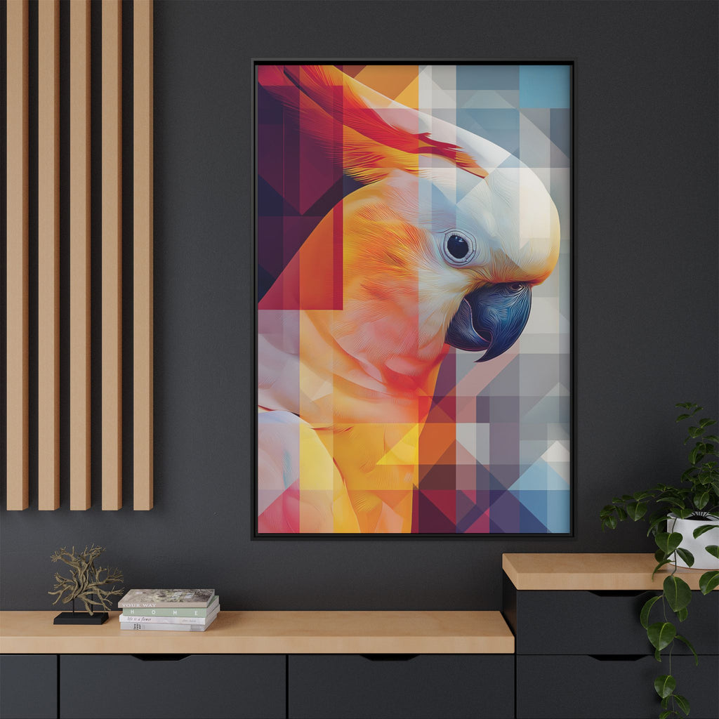 Prismatic Plume: Geometric Parrot Portrait, Digital Mosaic Abstraction   |    Custom Orders Available